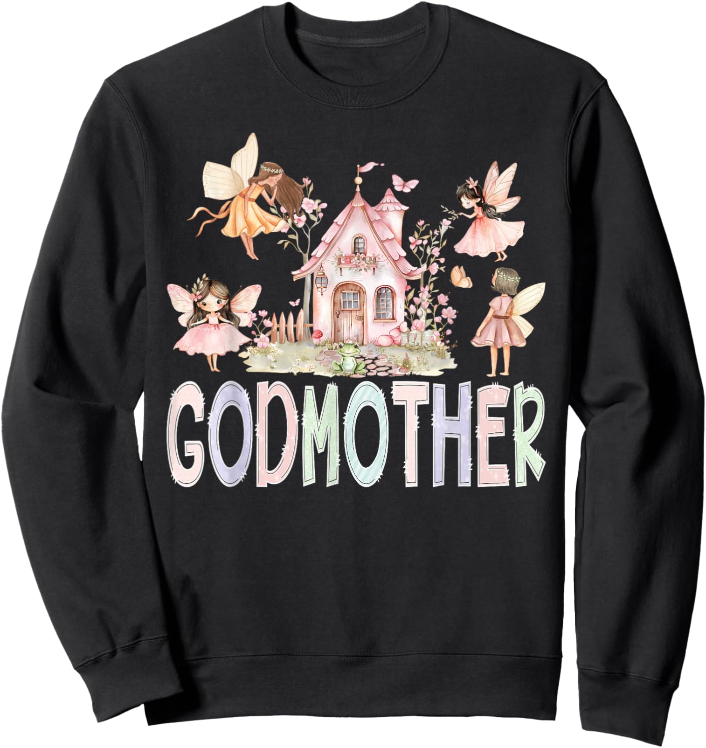 Fairy Godmother Magical Floral Birthday Girl Fairytale Sweatshirt - Sweatshirt | Black