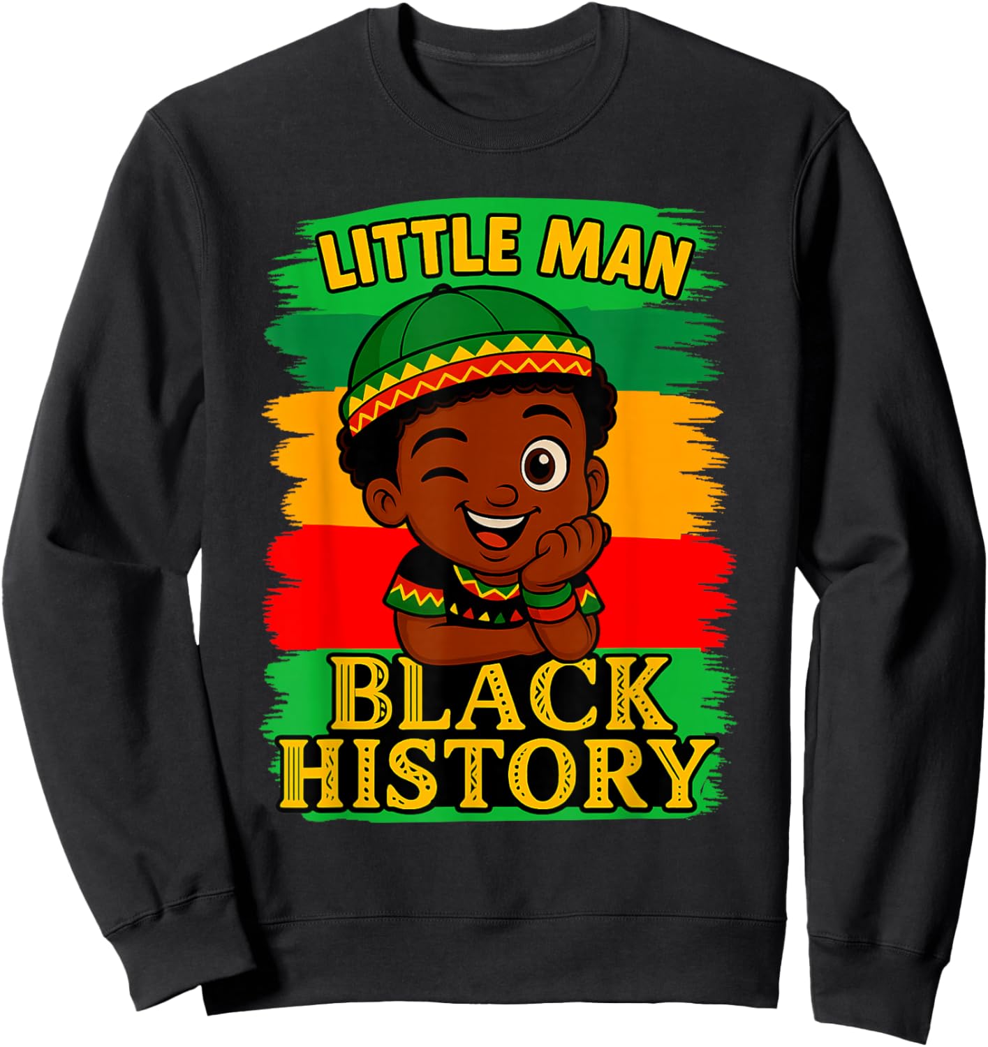 Little Men Black History Month 2026 Cute Afro Boy Design Sweatshirt - Sweatshirt | Black