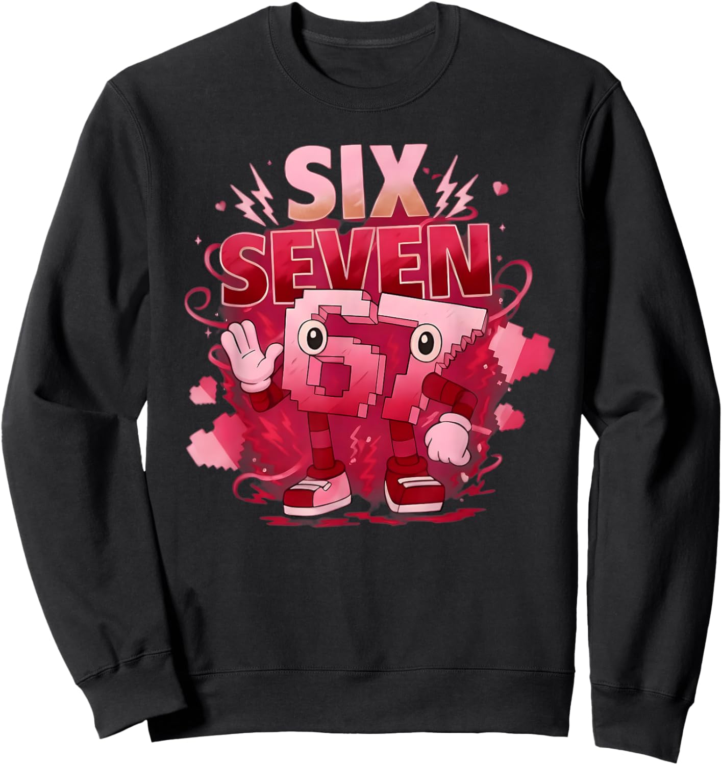Six Seven Brainrot Italian Funny 67 Valentine Meme Kids Sweatshirt - Sweatshirt | Black