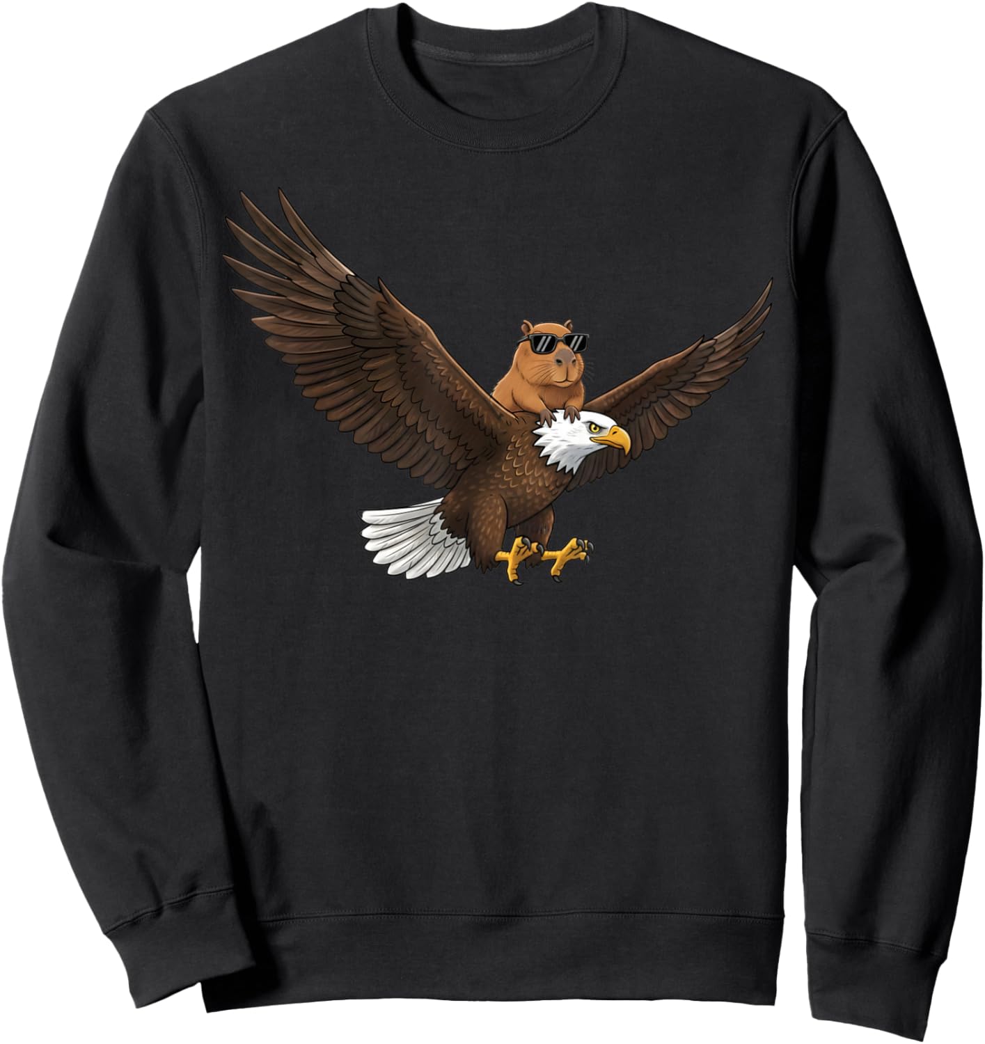 Capybara Eagle Lover Funny Graphic Boys Girls Kids Sweatshirt - Sweatshirt | Black