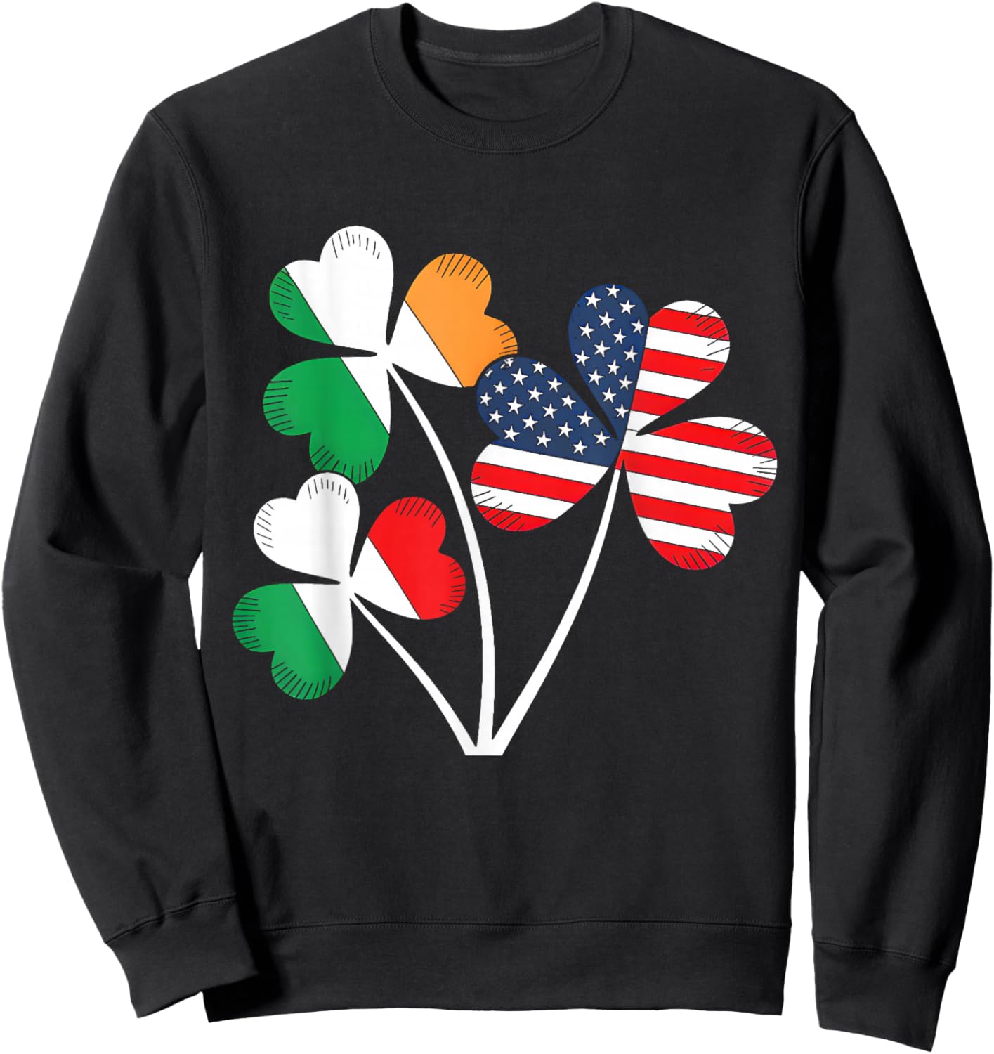Irish Italian American Flag Ireland Italy St Patrick's Day Sweatshirt - Sweatshirt | Black