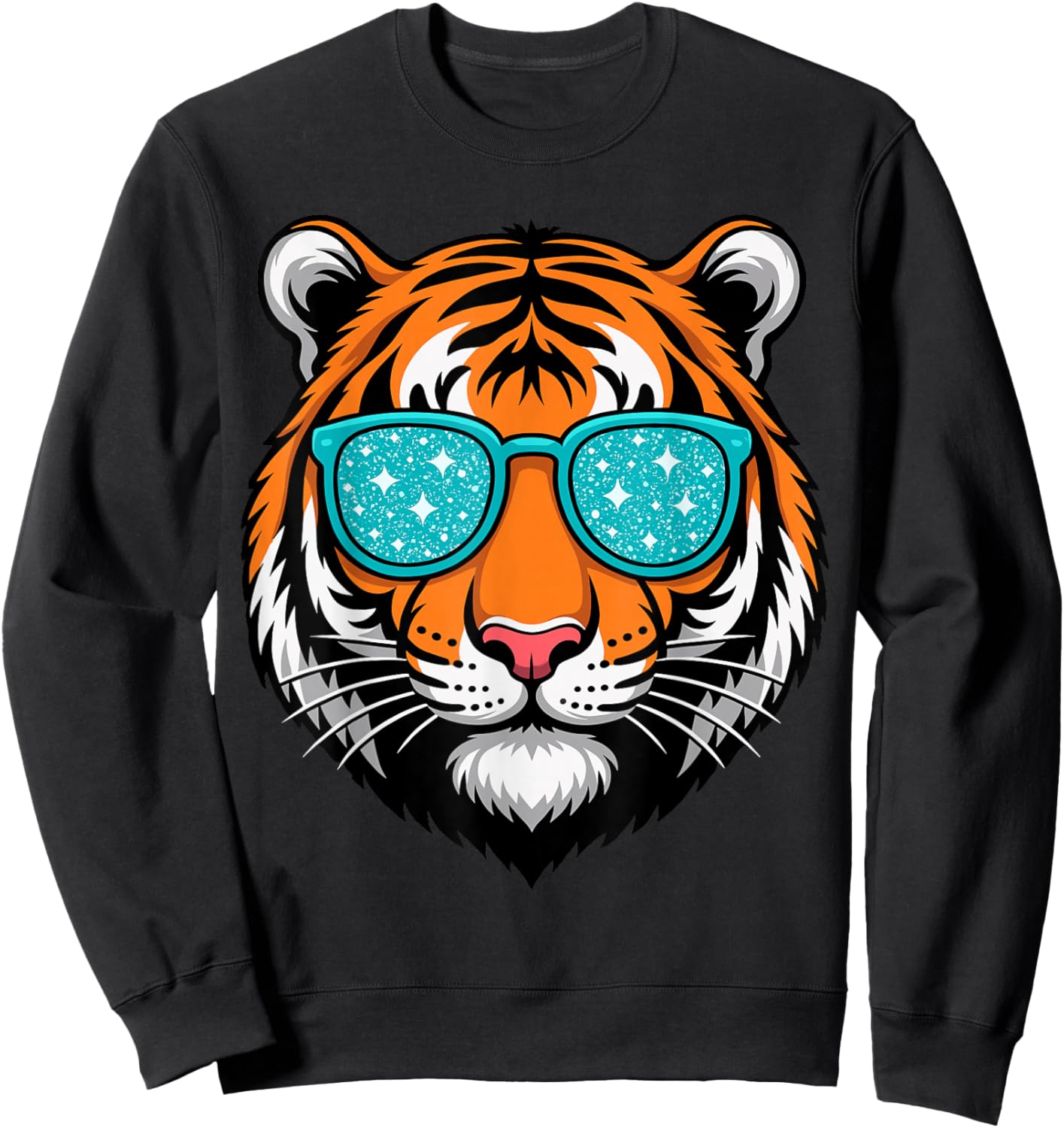 Cool Shirts for Boys Kids, Funny Tiger Sunglasses Sweatshirt - Sweatshirt | Black