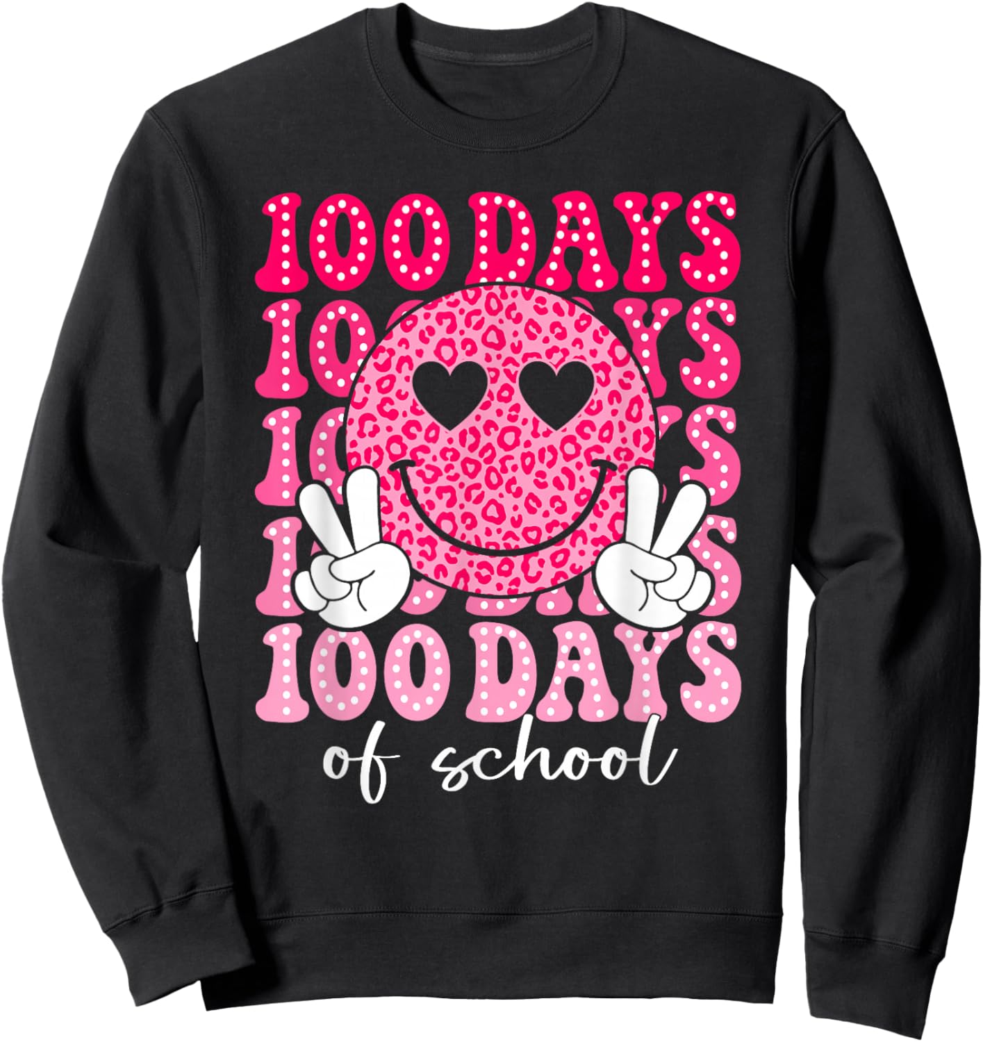 100 Days of School Retro Smile 100th Day School Teacher Kids Sweatshirt - Sweatshirt | Black