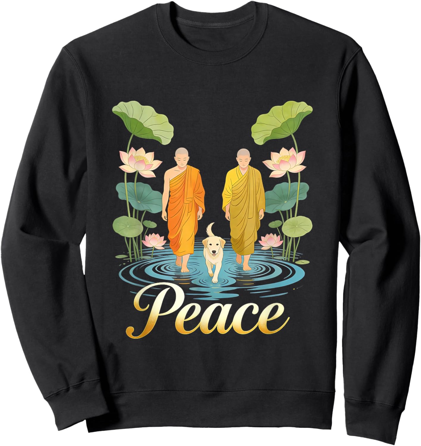 Peace Walking Monks Zen Art Walk for Aloka Sweatshirt - Sweatshirt | Black