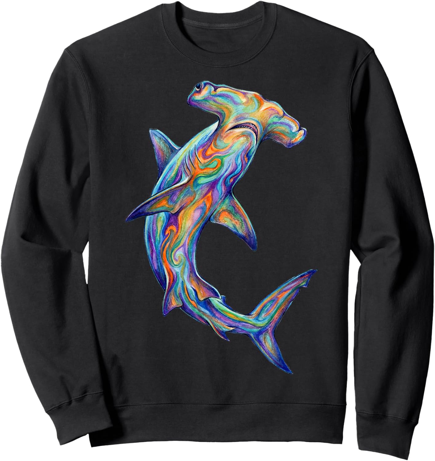 Hammerhead Shark Abstract Ocean Art Marine Life Colorful Sweatshirt - Sweatshirt | Black