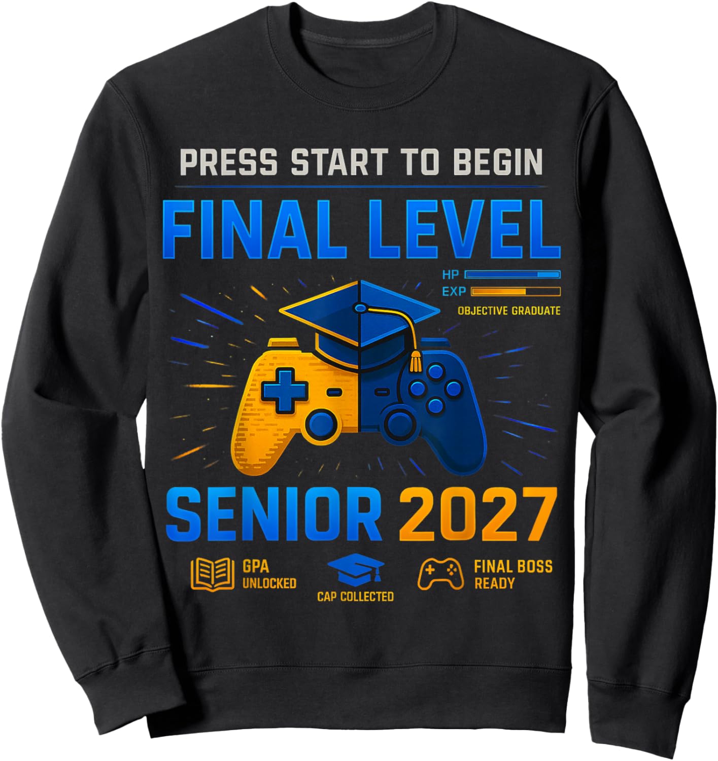 Senior Class of 2027 Back to School Gamer Senior 2027 Sweatshirt - Sweatshirt | Black