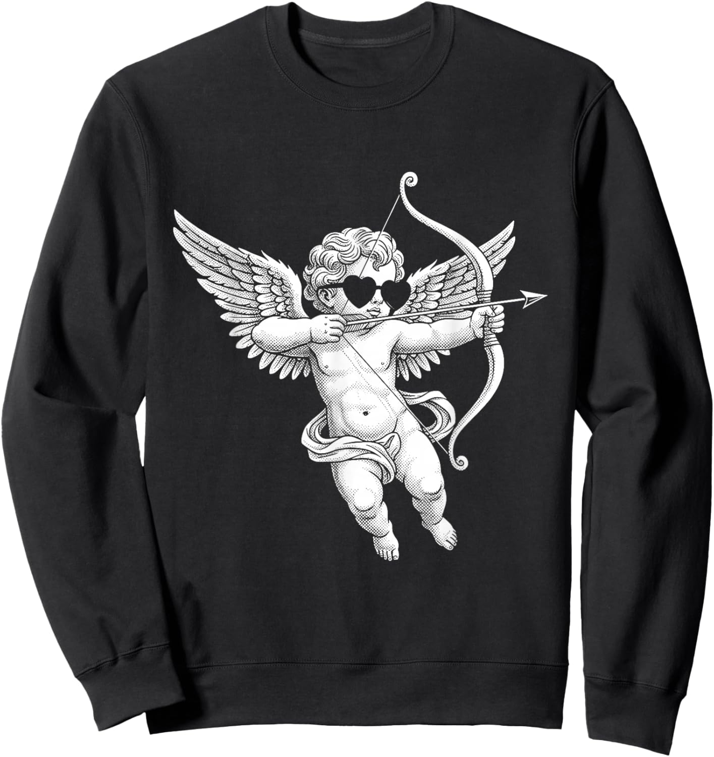 Men Women Kids Girls Cupid Vintage Aesthetic Valentines Day Sweatshirt - Sweatshirt | Black