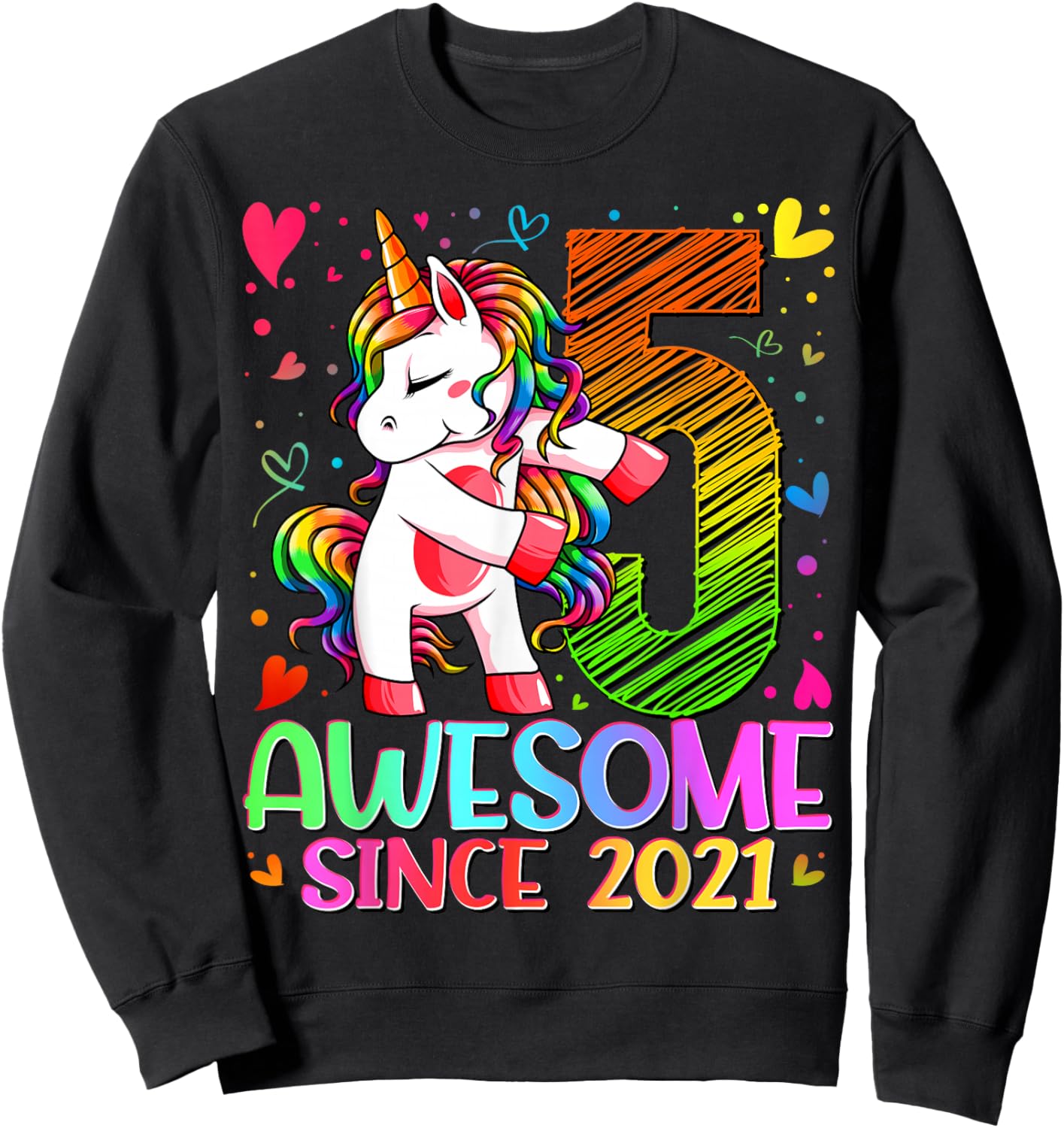 5th Birthday Shirt Girl 5 Year Old Gifts 5 Birthday Girl Sweatshirt - Sweatshirt | Black