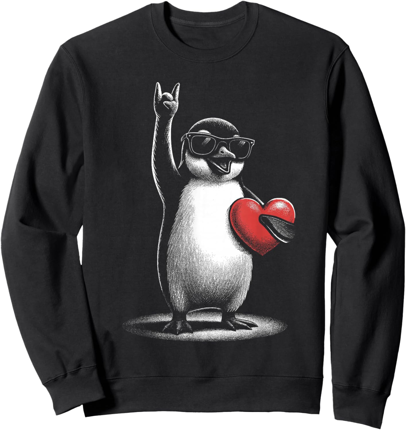 Penguin Love Rock Men Women Kids Funny St. Valentine's Sweatshirt - Sweatshirt | Black
