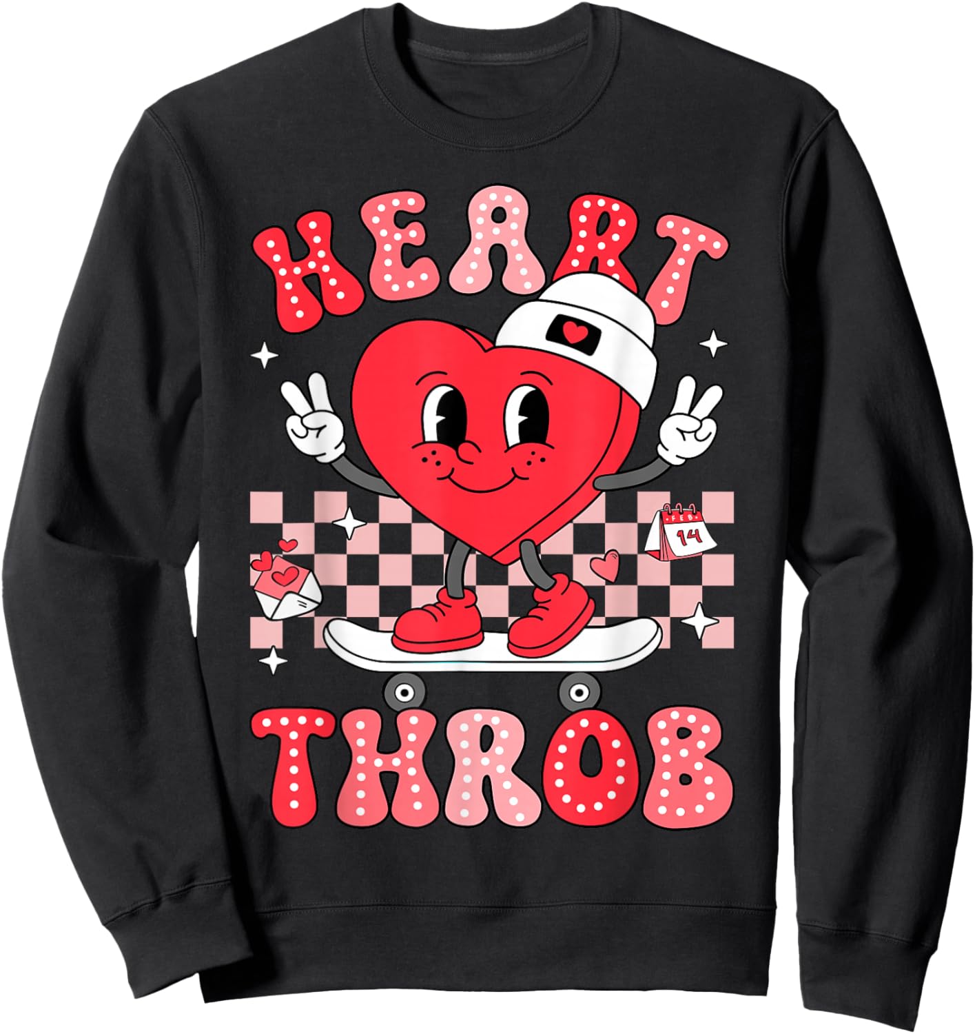 Heart Throb Groovy Valentine Toddler Men Boys Cute Heart Sweatshirt - Sweatshirt | Black