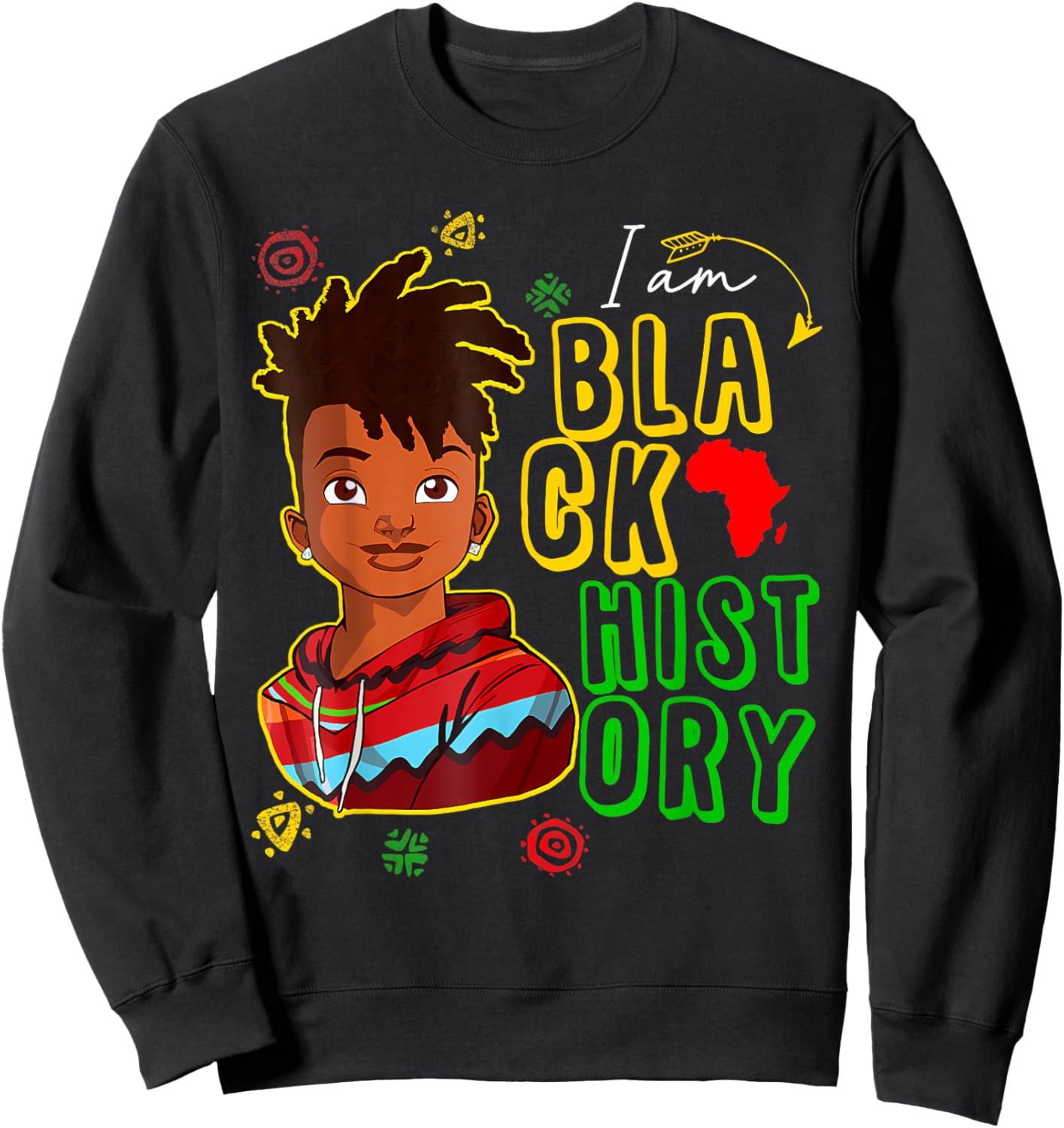I Am The Strong African Boy Black History Month Boys Kids Sweatshirt - Sweatshirt | Black