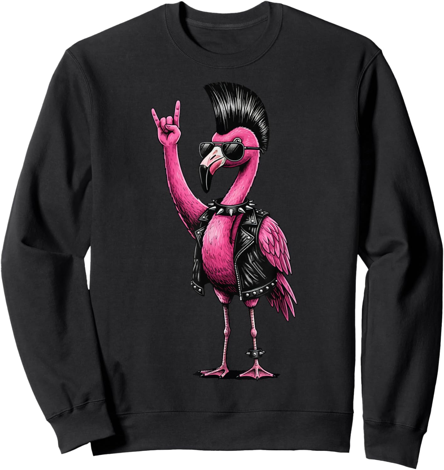 Flamingo Punk Rock Heavy Metal Sweatshirt - Sweatshirt | Black