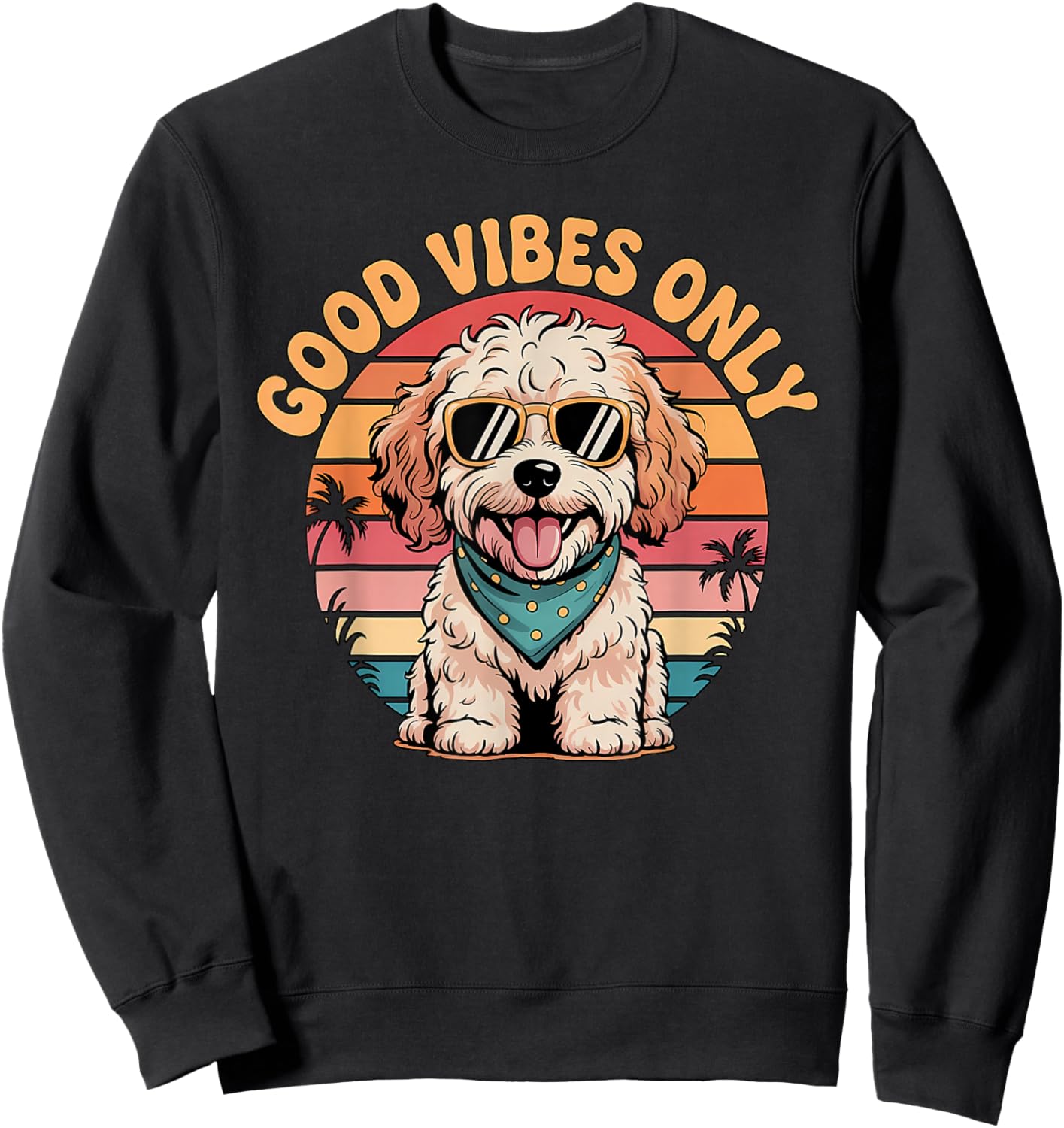 Cockapoo Puppy Retro Sunset Vibes Dog Lover Sweatshirt - Sweatshirt | Black