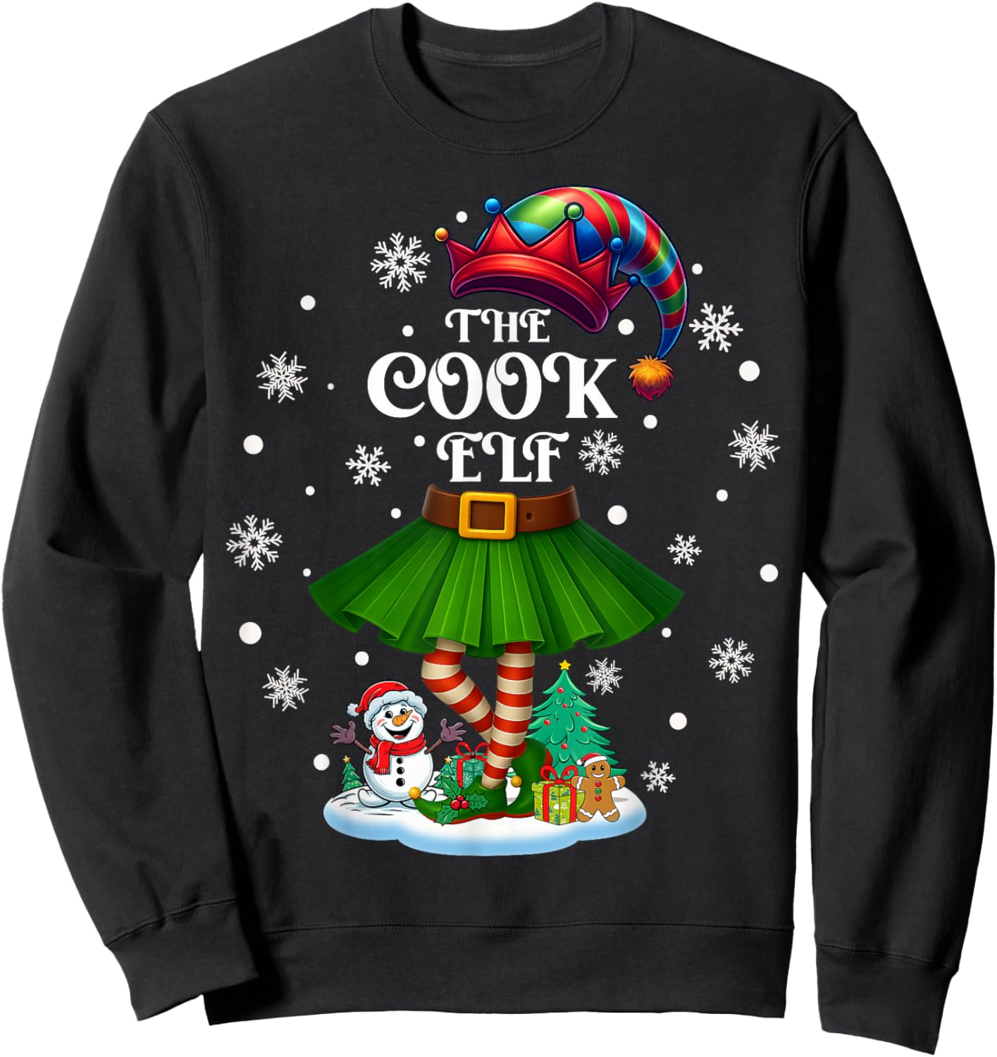 Cook Elf Squad Xmas Women Girls Mom Christmas Family Sweatshirt - Sweatshirt | Black
