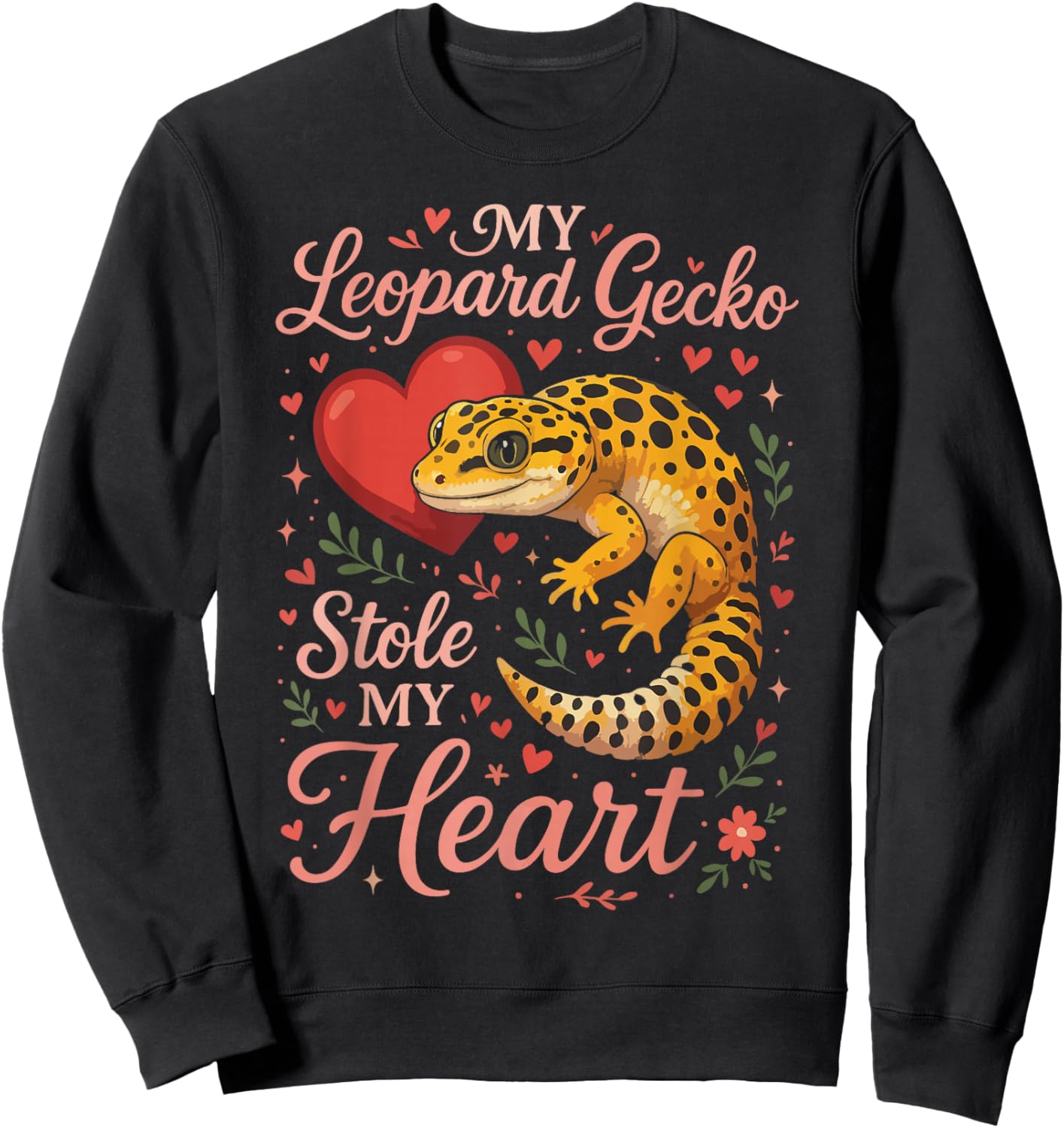 Leopard Gecko Valentines Day My Leopard Gecko Stole My Heart Sweatshirt - Sweatshirt | Black