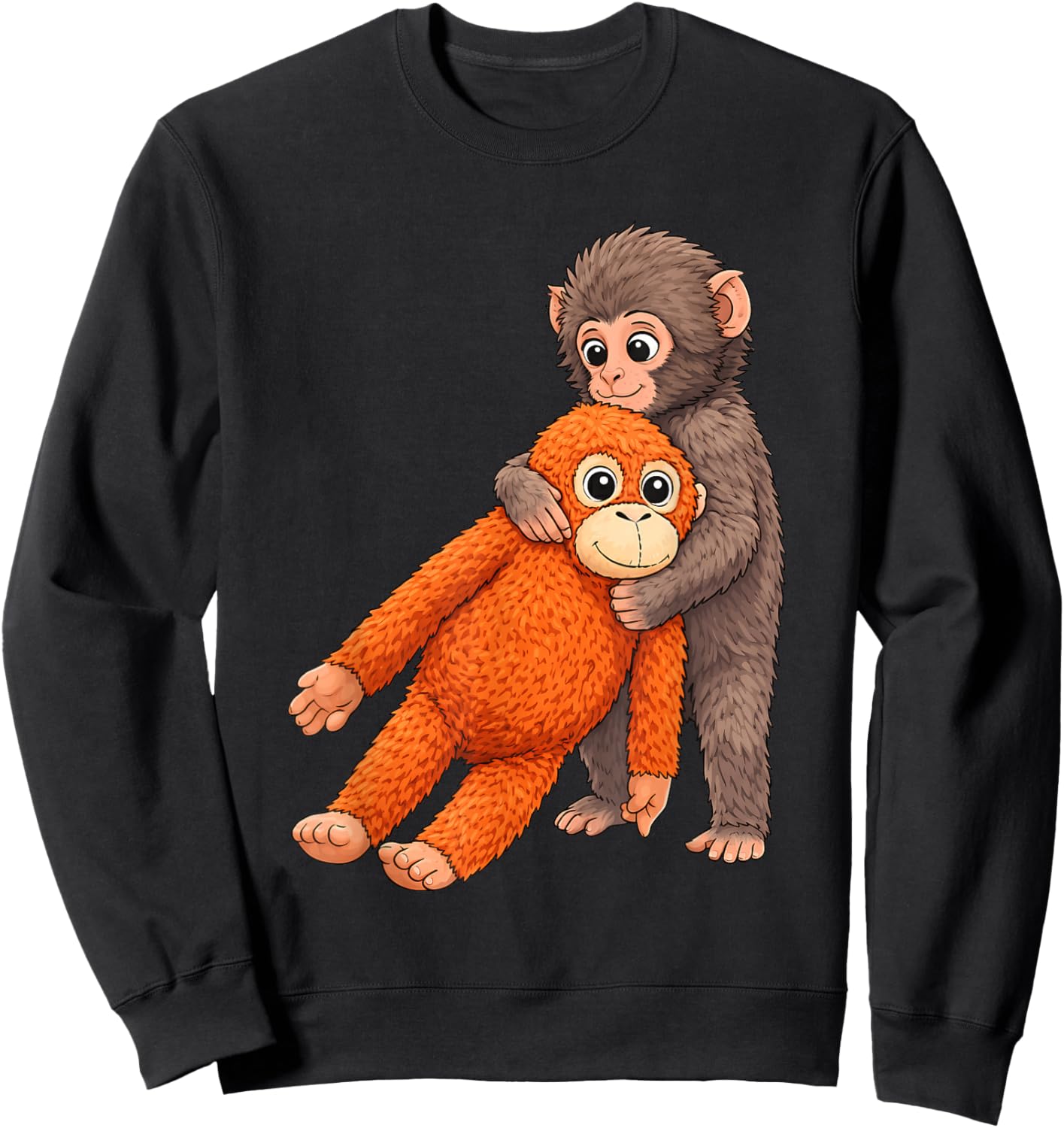 Funny Baby Monkey Punch Cute Animal Men Women Kids Sweatshirt - Sweatshirt | Black