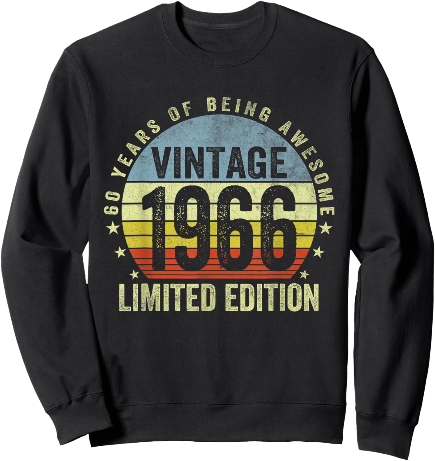 Vintage 1966 60th Birthday Gifts 60 Years of Being Awesome Sweatshirt - Sweatshirt | Black