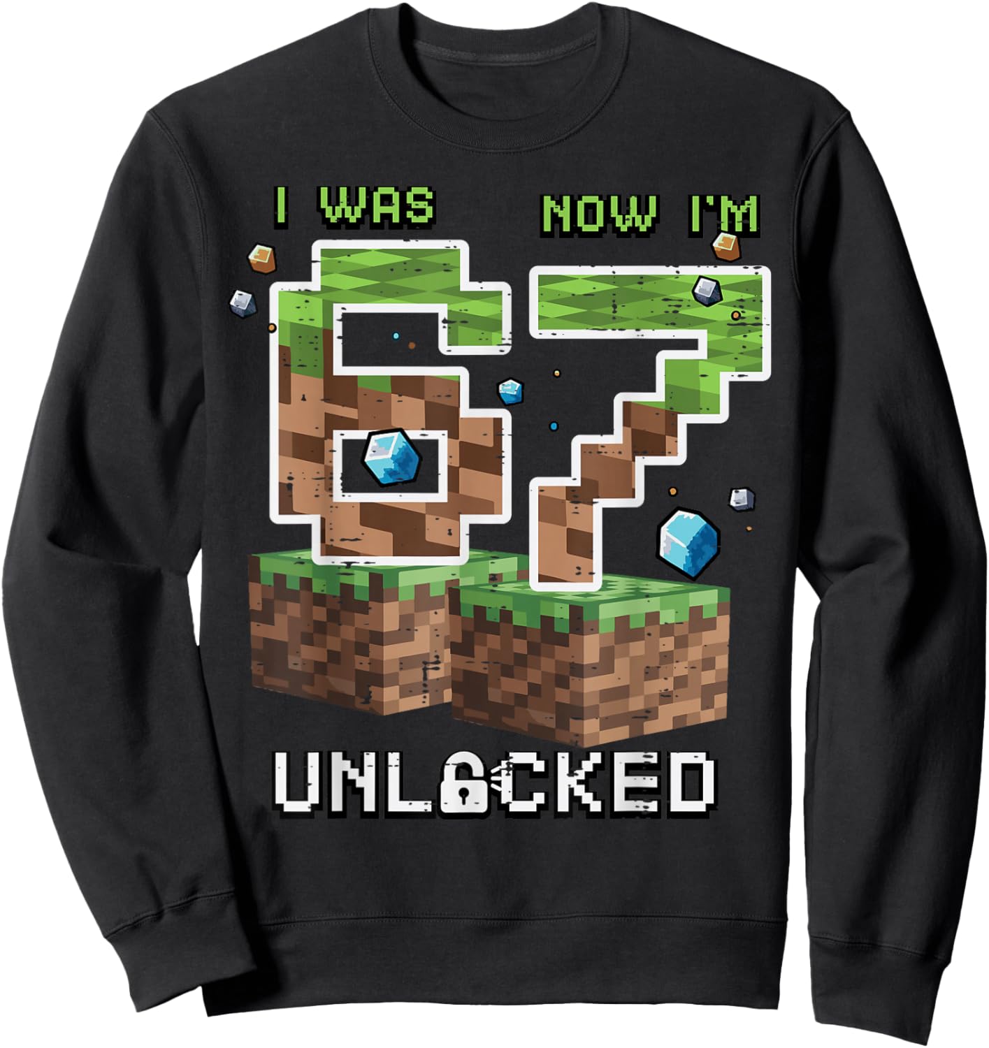 7th Birthday I was 6 Now Im 7 Unlocked 67 Boys Kids Youth Sweatshirt - Sweatshirt | Black