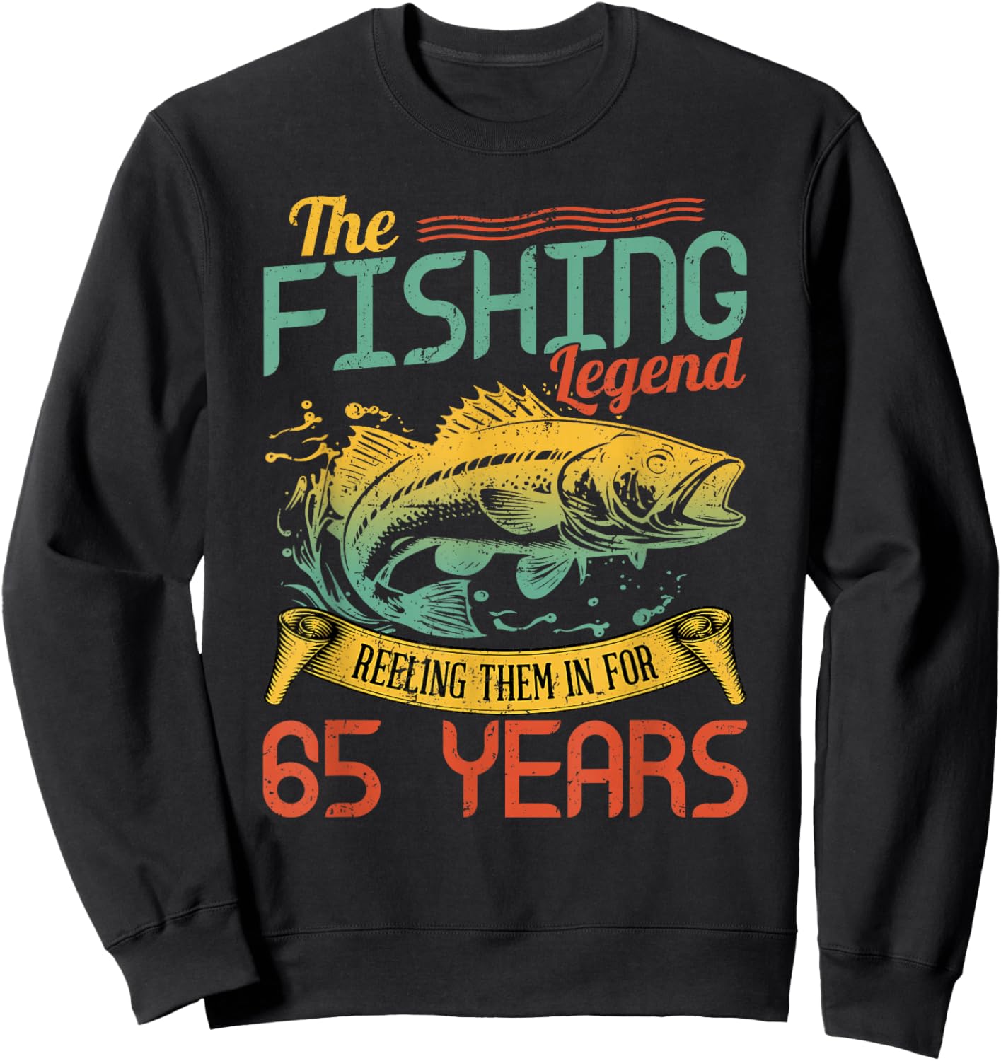 Fishing Legend 65 Years Old Gift Fisherman 65th Birthday Sweatshirt - Sweatshirt | Black