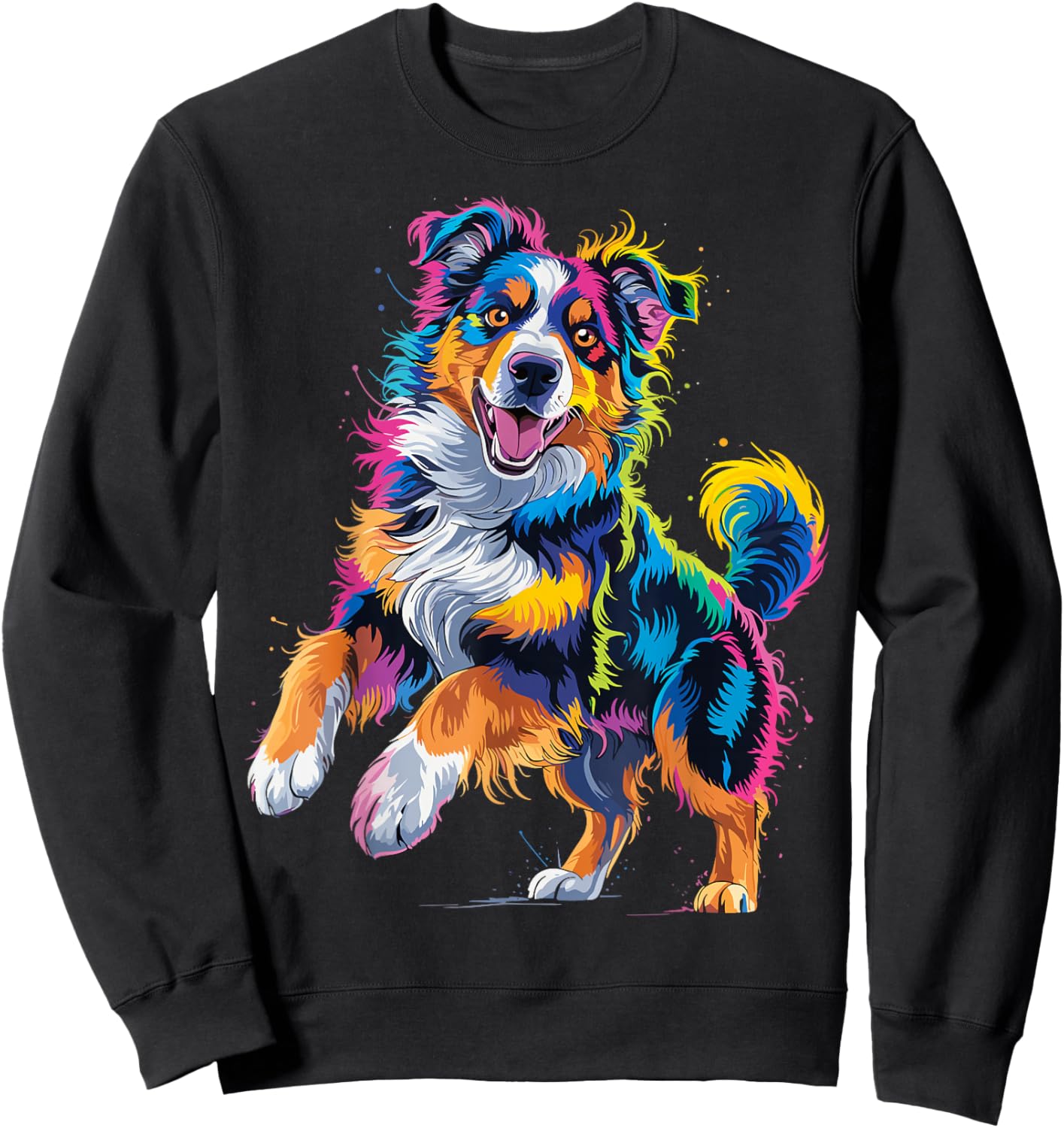 Australian Shepherd Colorful Dog Sweatshirt - Sweatshirt | Black