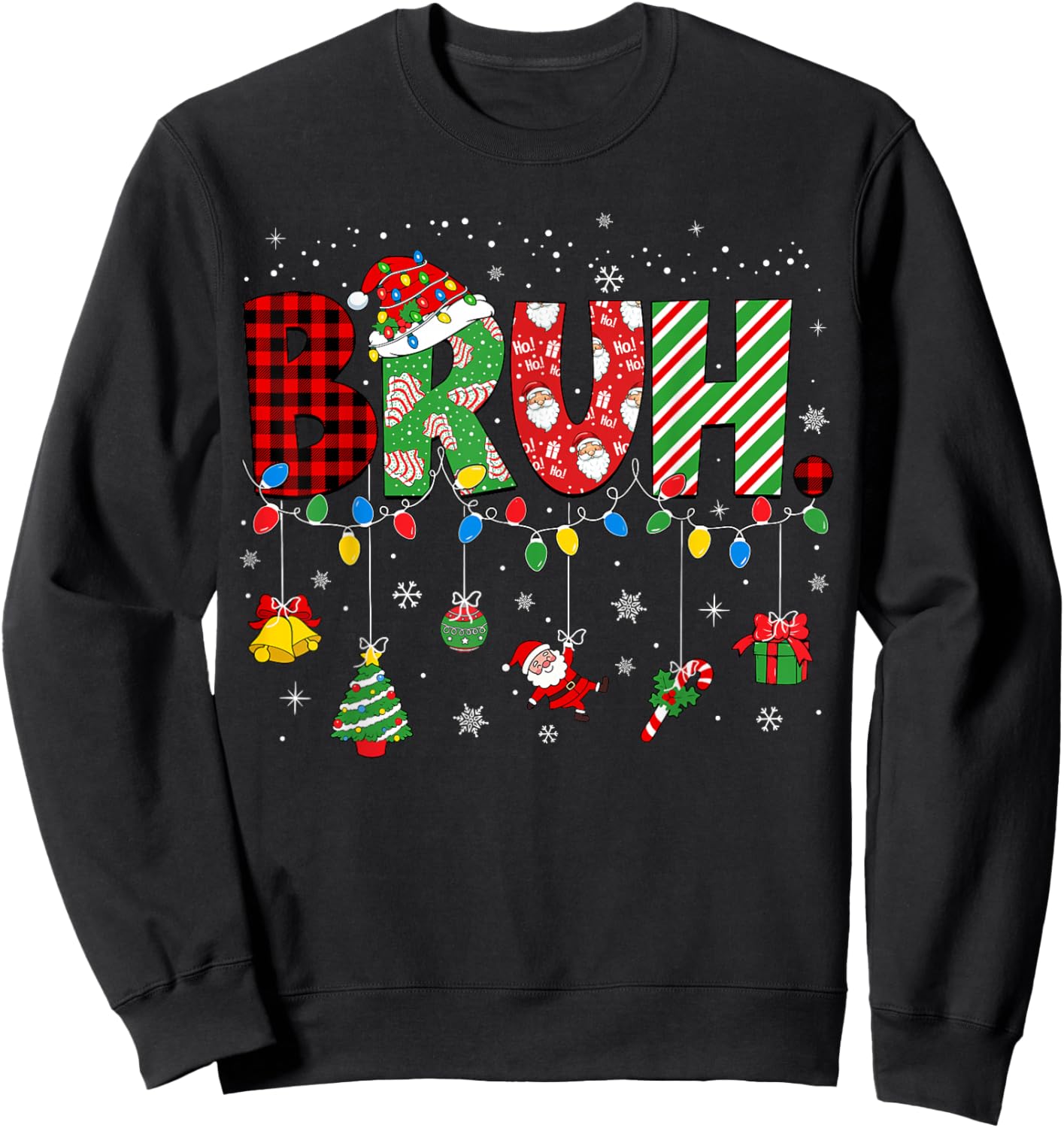 Bruh Meme Funny Saying Bro Greeting Teens Boys Men Christmas Sweatshirt - Sweatshirt | Black