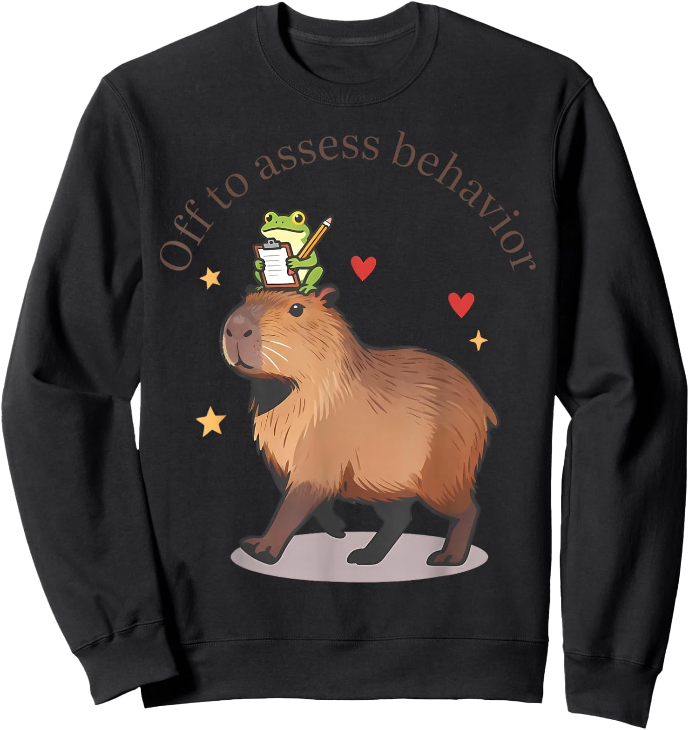 Off to Assess Behavior Cute Capybara Frog Behavior Therapist Sweatshirt - Sweatshirt | Black