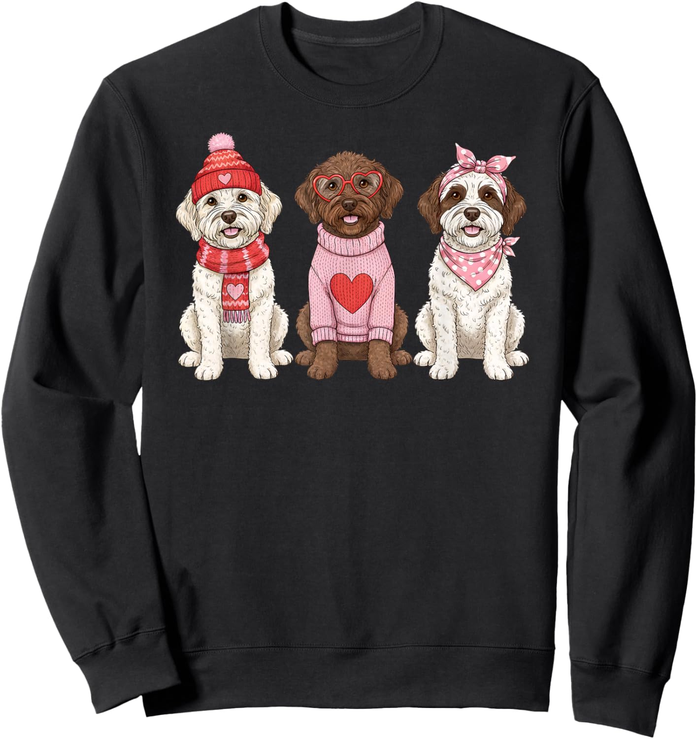 Cute Lagotto Romagnolo Valentine Dog Sweatshirt - Sweatshirt | Black