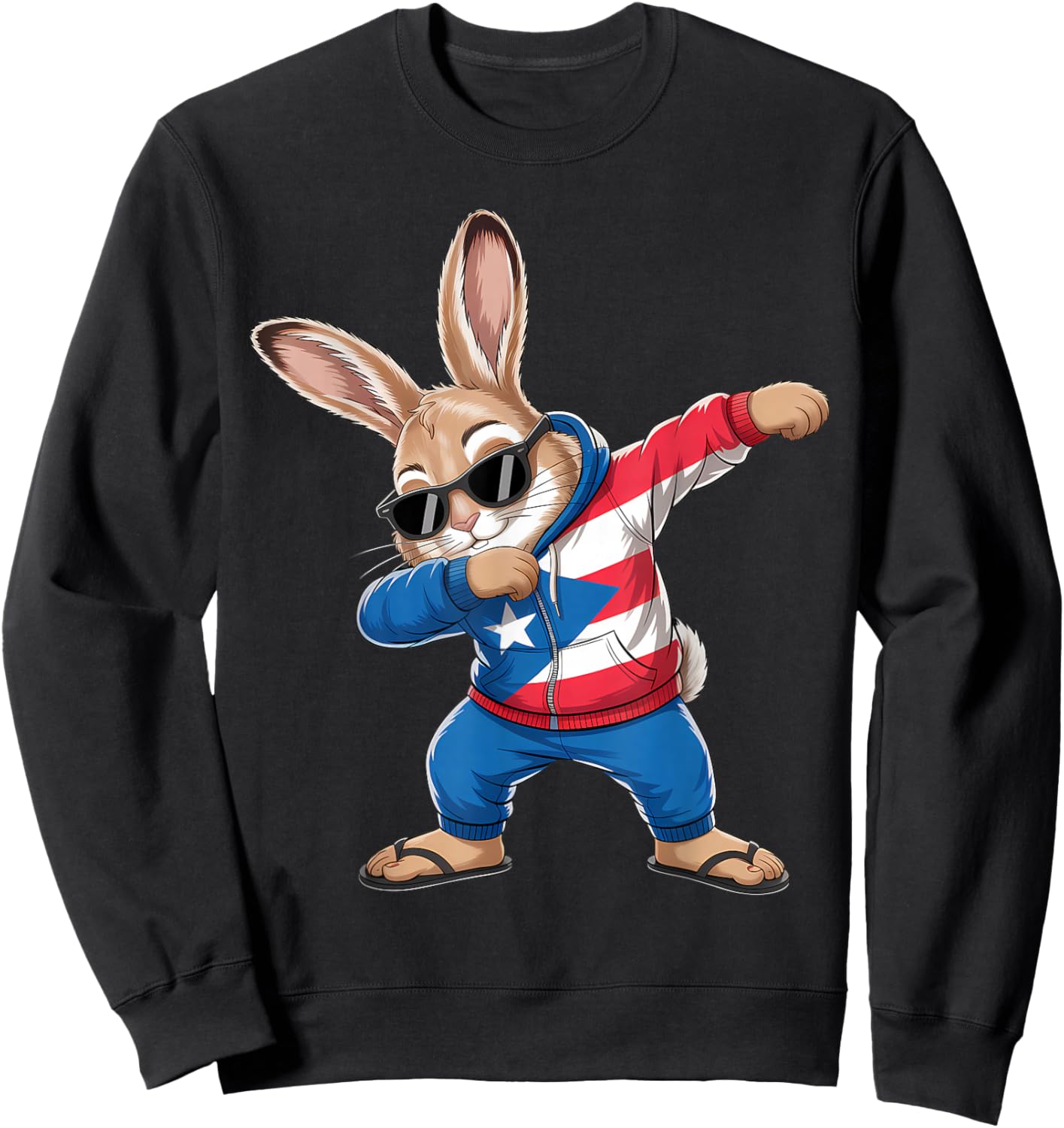 Puerto Rico Flag Rabbit Puerto Rican Bunny Sweatshirt - Sweatshirt | Black