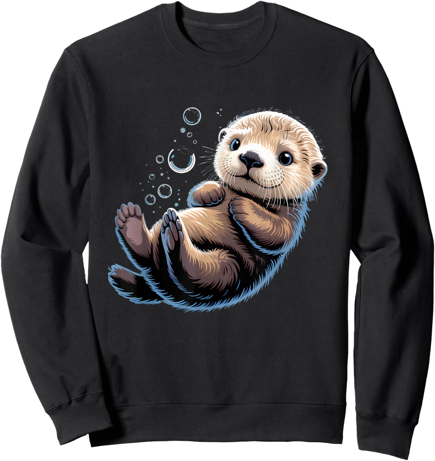 Cute Sea Baby Otter Animal Nature Lovers Graphic Sweatshirt - Sweatshirt | Black