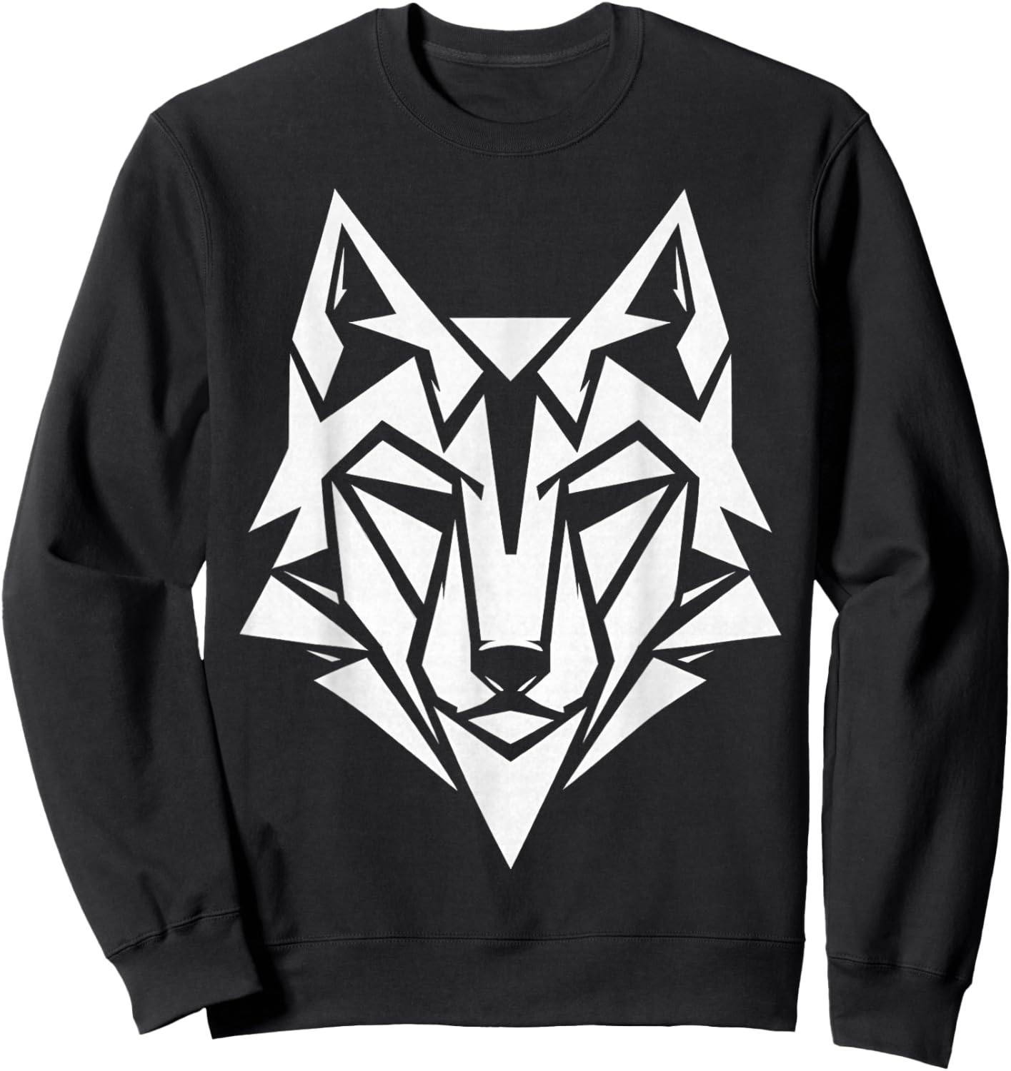 Geometric Wolf Head Wolf Lover for Man Women Kids Sweatshirt - Sweatshirt | Black