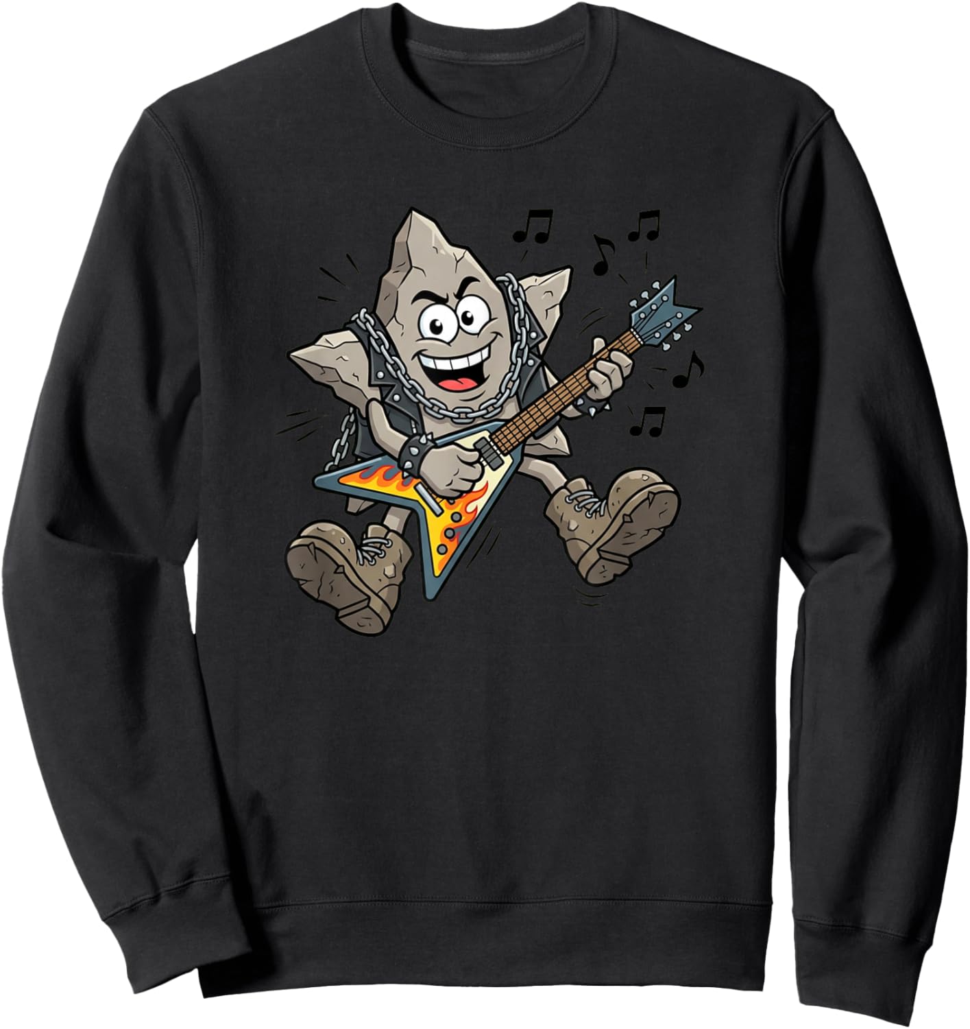 Rock Shaped Star Rockstar Funny Pun Playing Guitar Sweatshirt - Sweatshirt | Black
