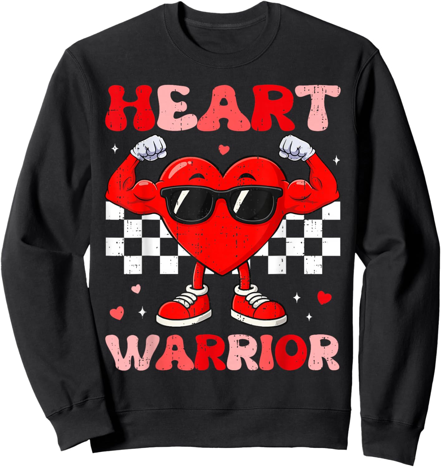 Heart Warrior Heart Disease Awareness Month Red Heart Sweatshirt - Sweatshirt | Black