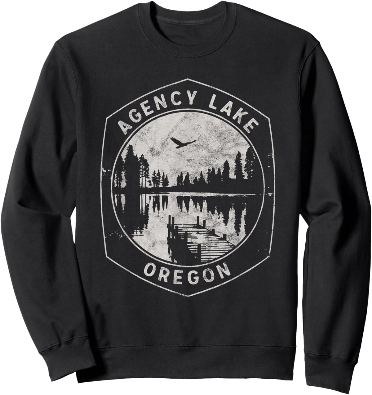 Vintage Agency Lake Oregon Outdoors Vacation Sweatshirt - Sweatshirt | Black