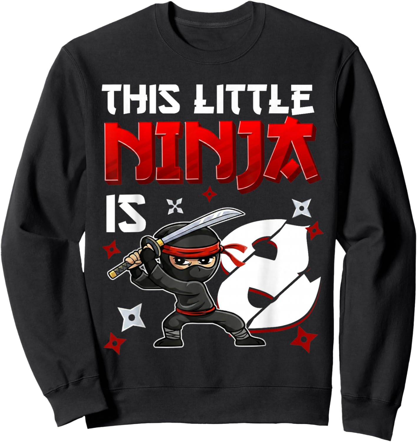 This Little Ninja is 8 Year Old 8th Birthday Ninja Boys Kids Sweatshirt - Sweatshirt | Black