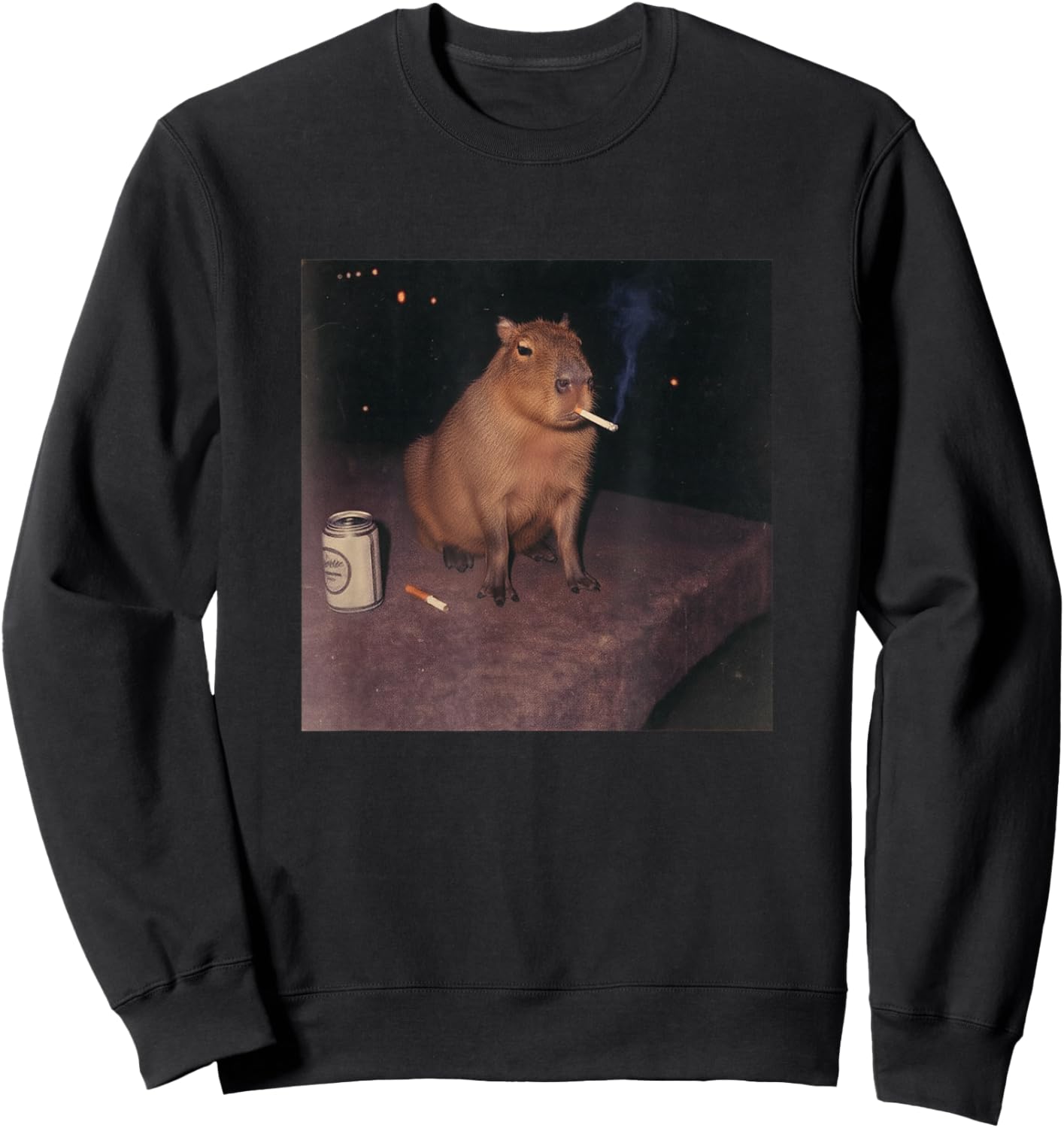 Funny Smoking Capybara Cigarette Beer Gen Z Sweatshirt - Sweatshirt | Black