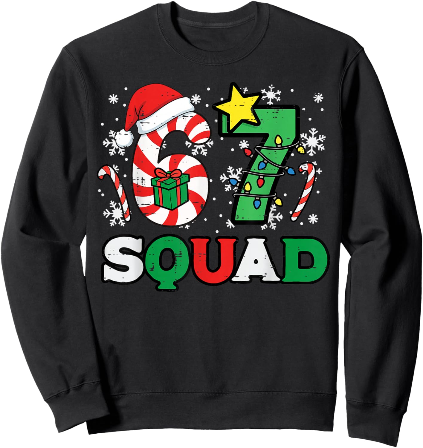 Christmas 67 Squad 6 7 Meme Xmas Family Men Women Kids Boys Sweatshirt - Sweatshirt | Black