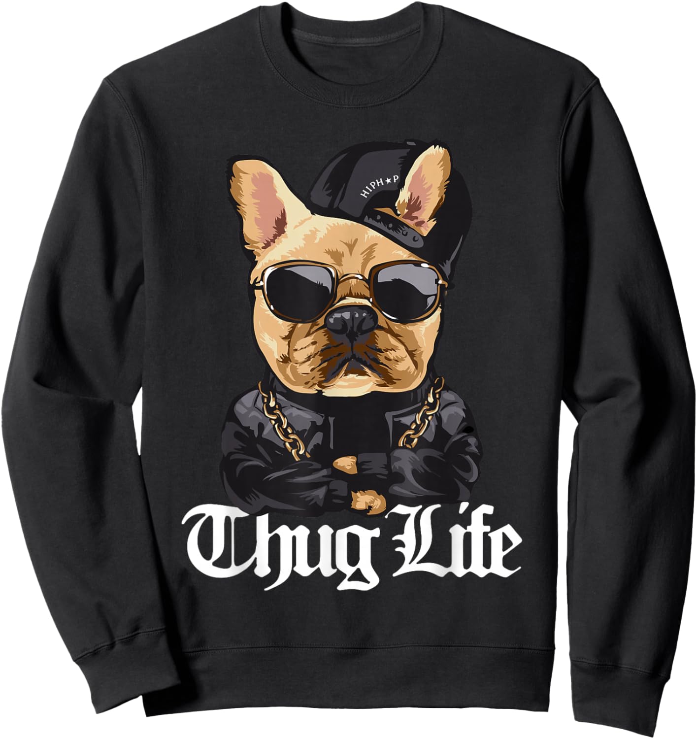 Cool Cute Hooded Gangsta Pug Thug Dog Sweatshirt - Sweatshirt | Black