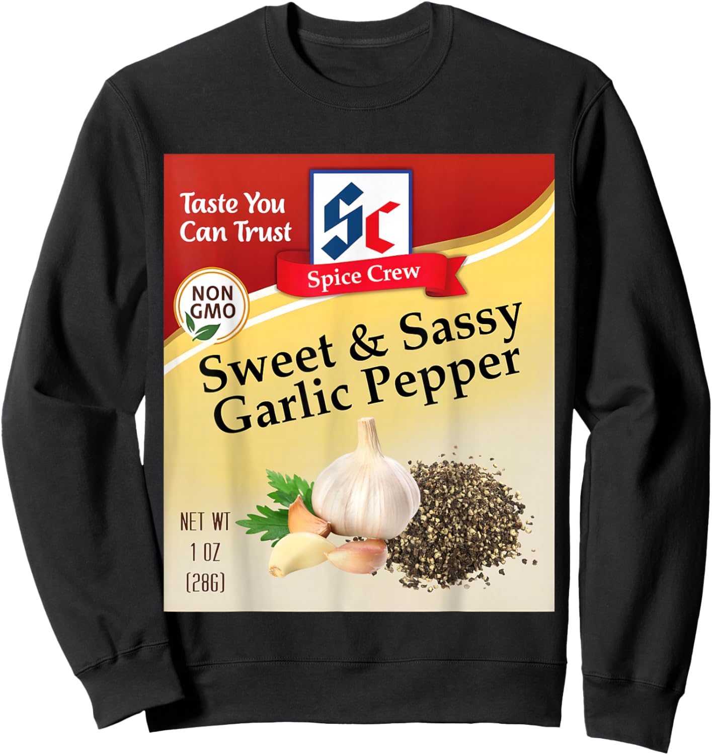 Sweet & Sassy Garlic Pepper Condiment Spice Group Matching Sweatshirt - Sweatshirt | Black