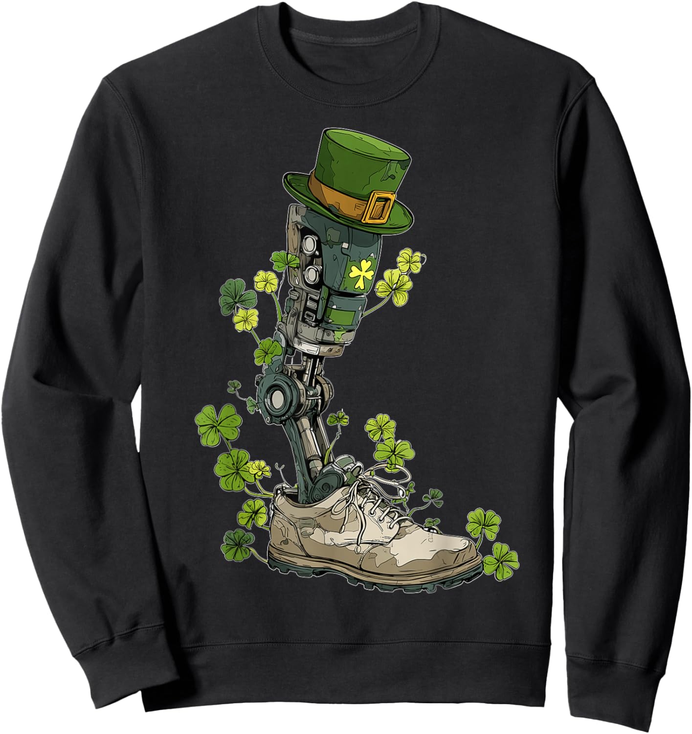 Amputee Prosthetic Amputated St. Patricks Day Pattys Day Sweatshirt - Sweatshirt | Black