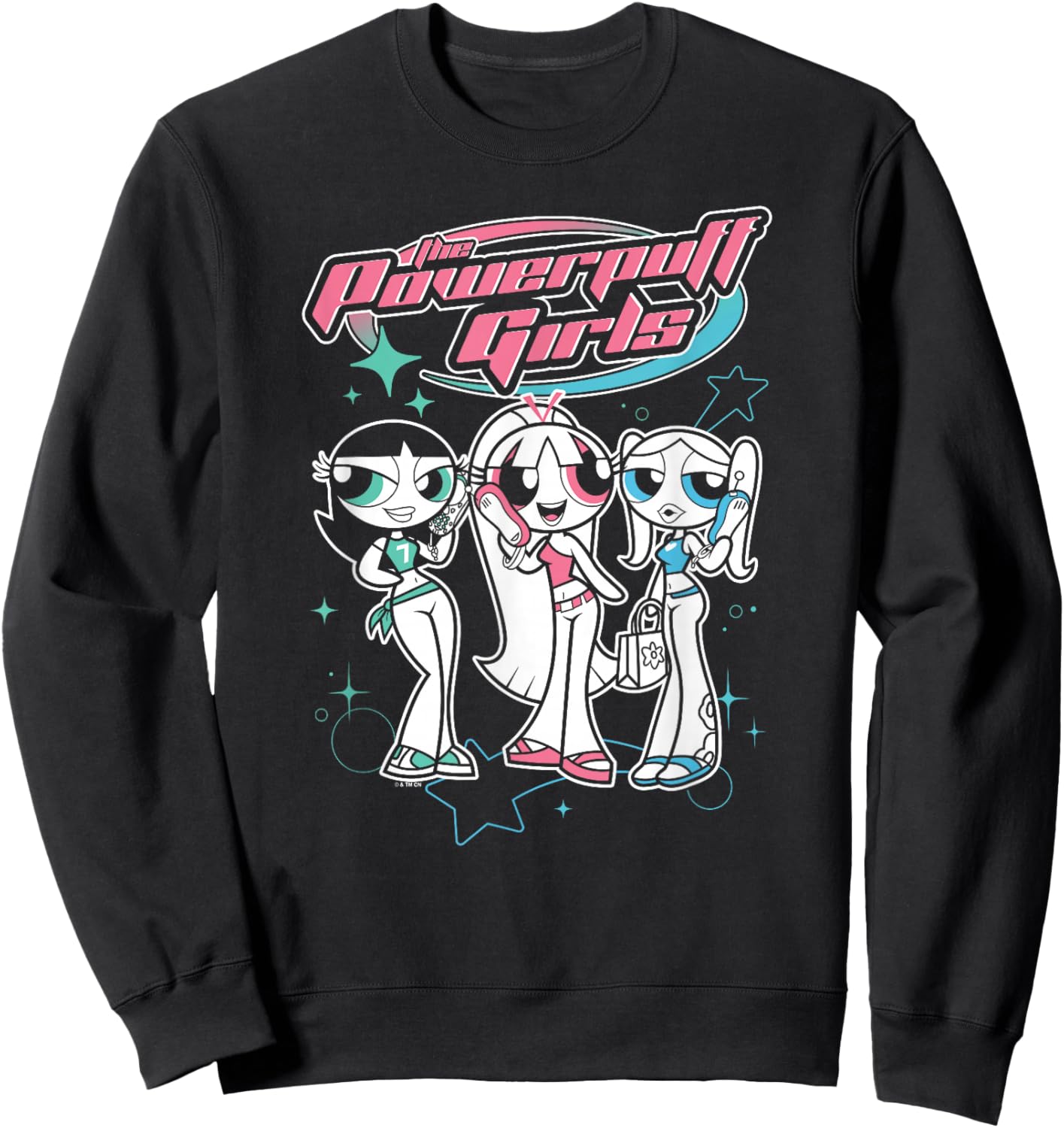 The Powerpuff Girls Teenage Group Y2K Style Poster Sweatshirt - Sweatshirt | Black