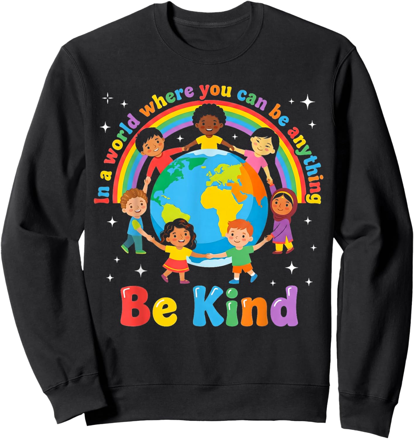 in A World Be Kind Positive Kids Choose Kindness Sweatshirt - Sweatshirt | Black
