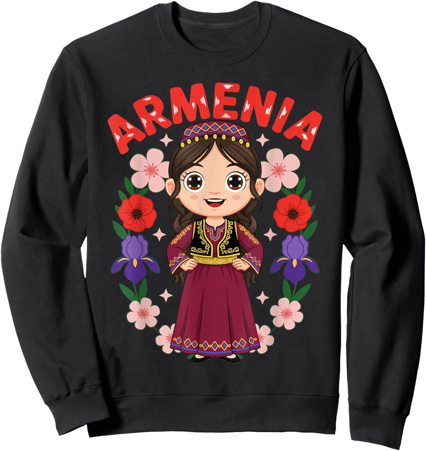 Armenia Armenian Girl Traditional Dress Flowers Heritage Sweatshirt - Sweatshirt | Black