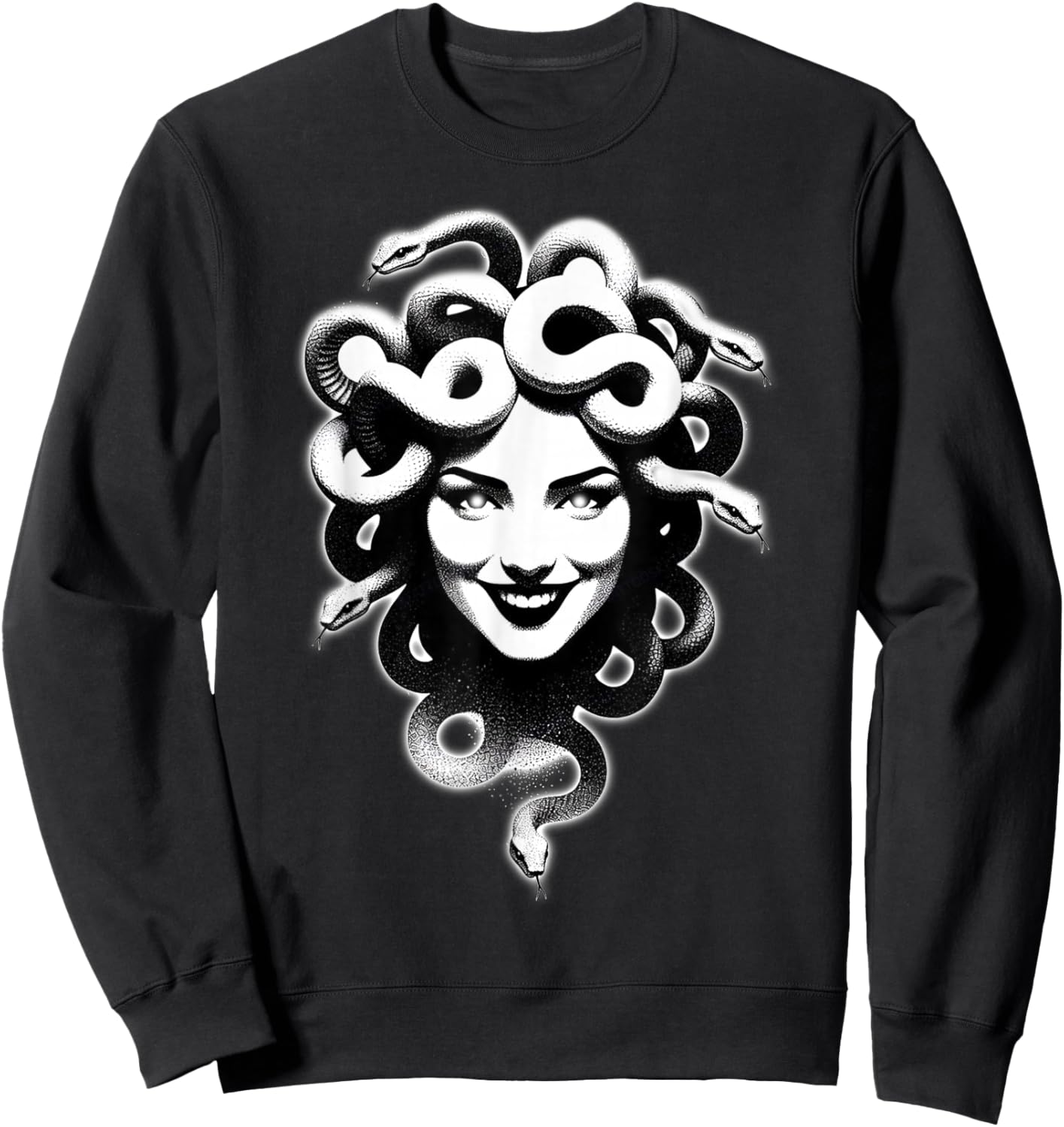 Medusa Snake Goddess Smile Sweatshirt - Sweatshirt | Black