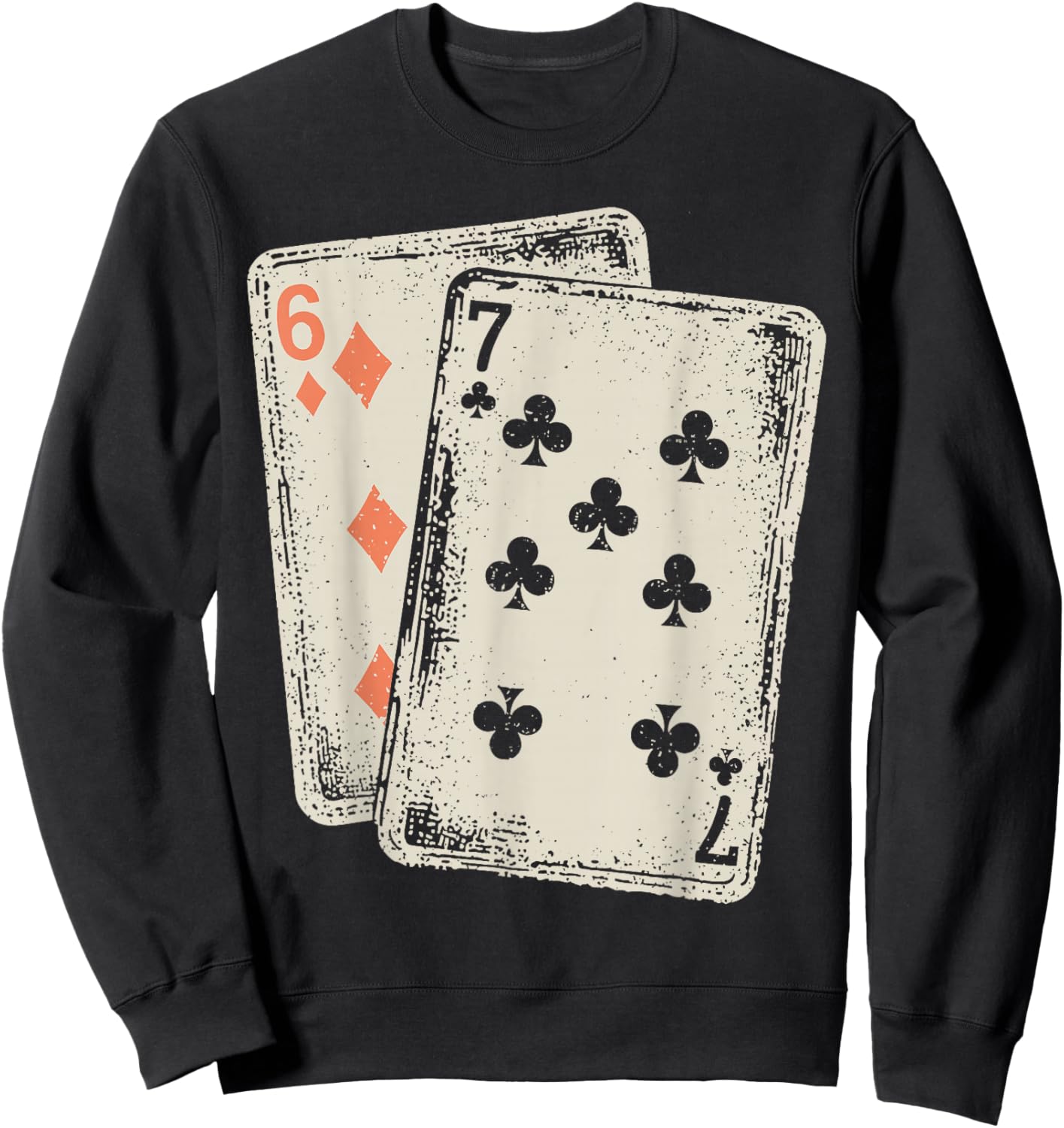 Vintage 67 Meme Six Seven 6–7 Funny 67 Playing Cards Sweatshirt - Sweatshirt | Black