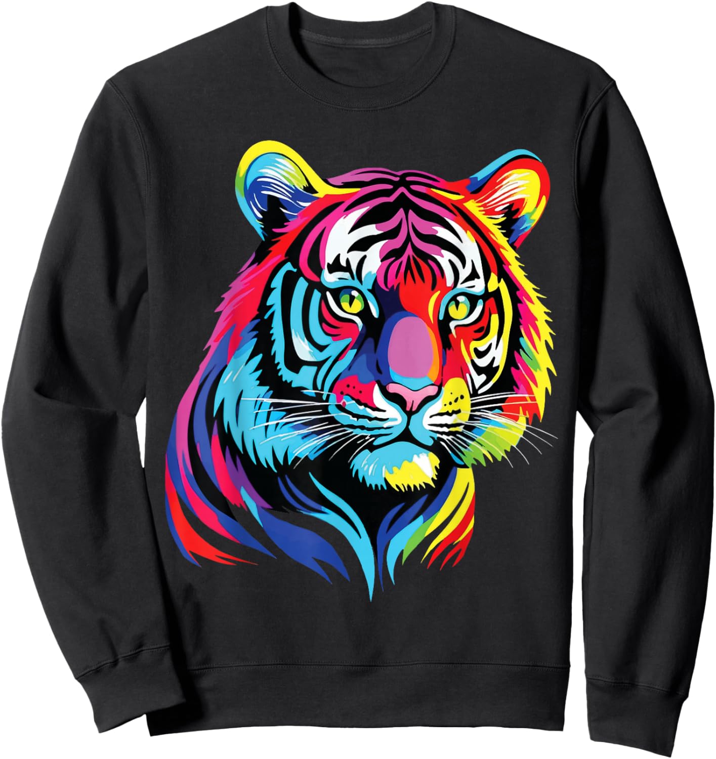 Colorful Tiger Portrait Painting Safari Zoo Wildlife Ranger Sweatshirt - Sweatshirt | Black