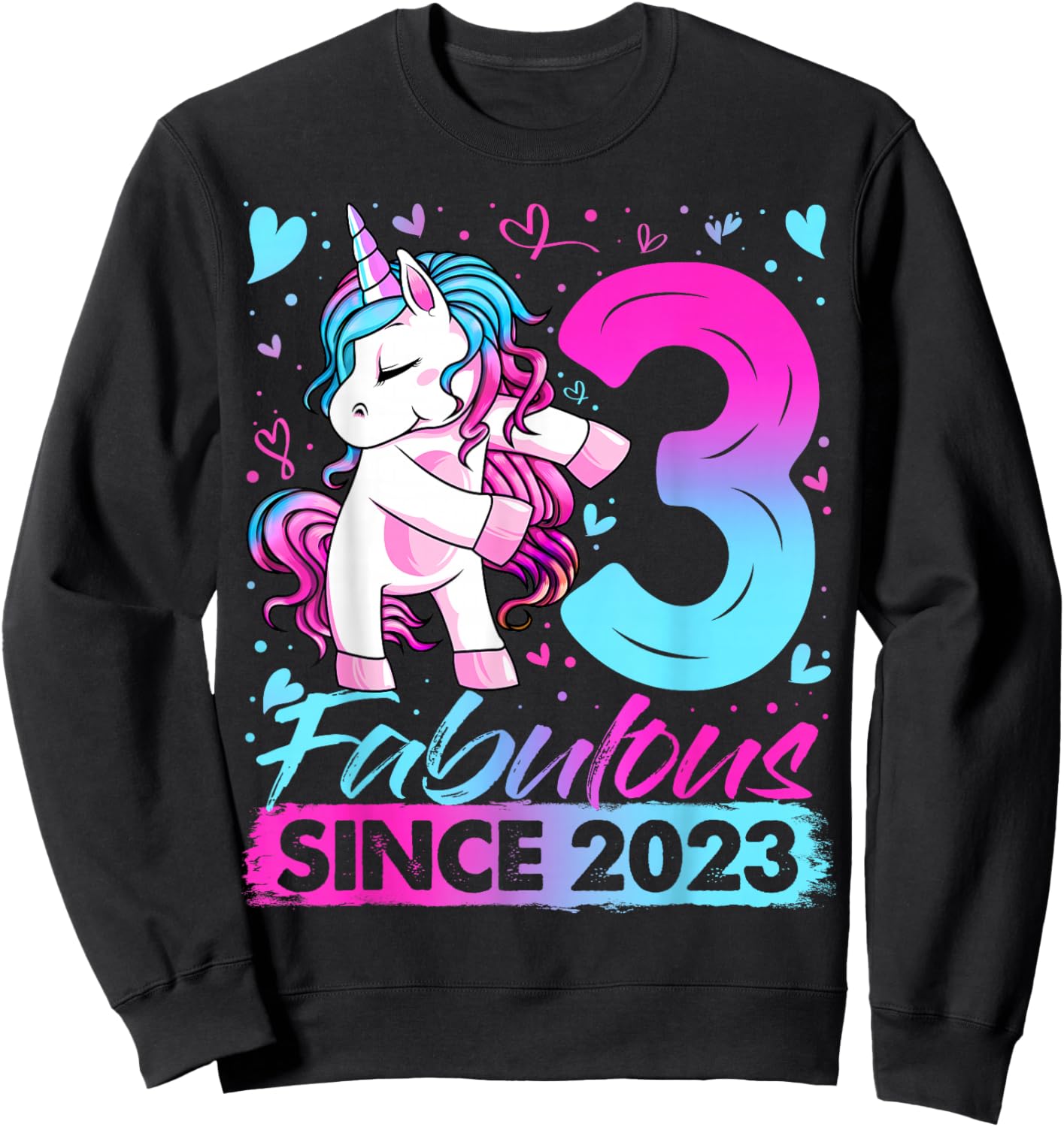 3rd Birthday Shirt Girl 3 Year Old Gifts 3 Birthday Girl Sweatshirt - Sweatshirt | Black