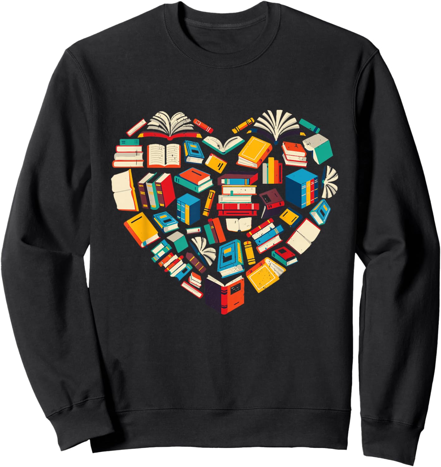 Book Lover Heart Reading Library Design Sweatshirt - Sweatshirt | Black