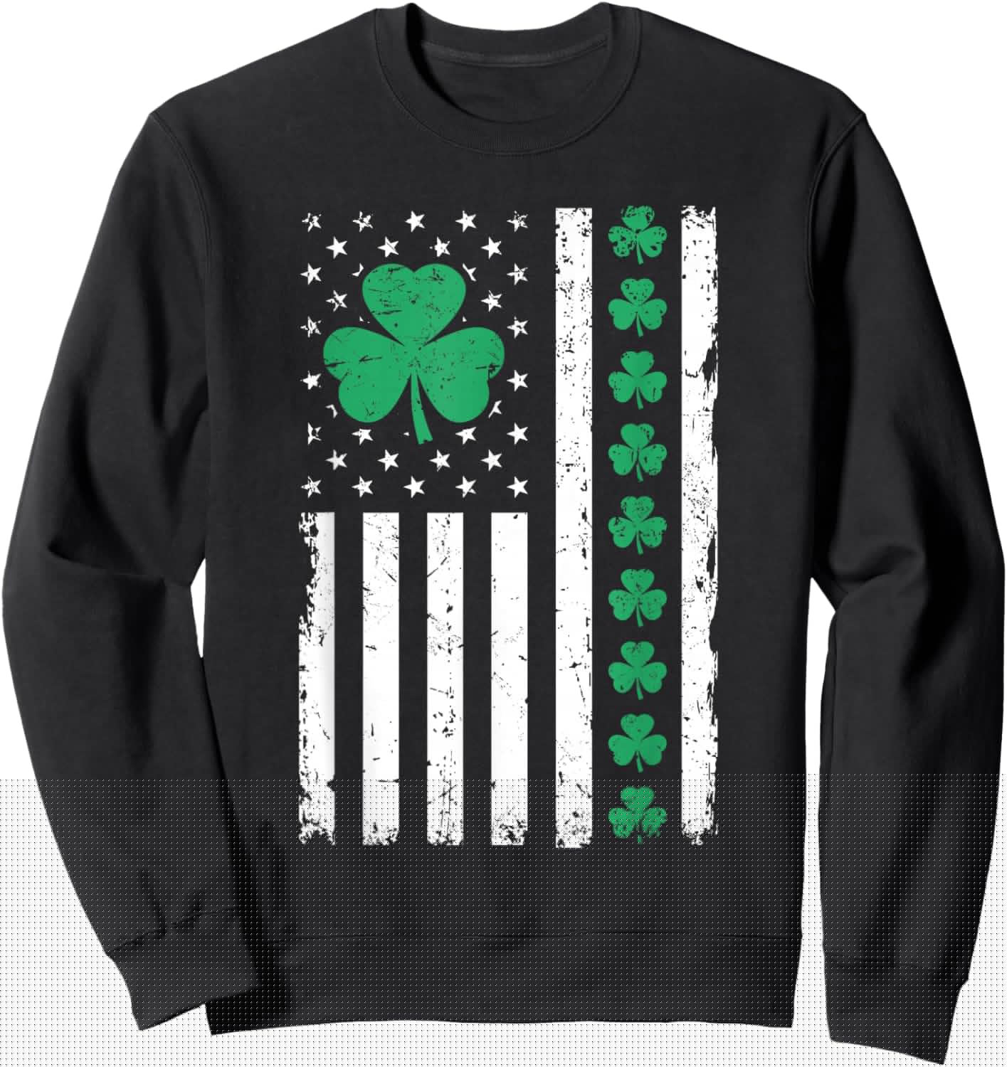 US American Flag with Shamrocks for Pattys St Patricks Day Sweatshirt - Sweatshirt | Black