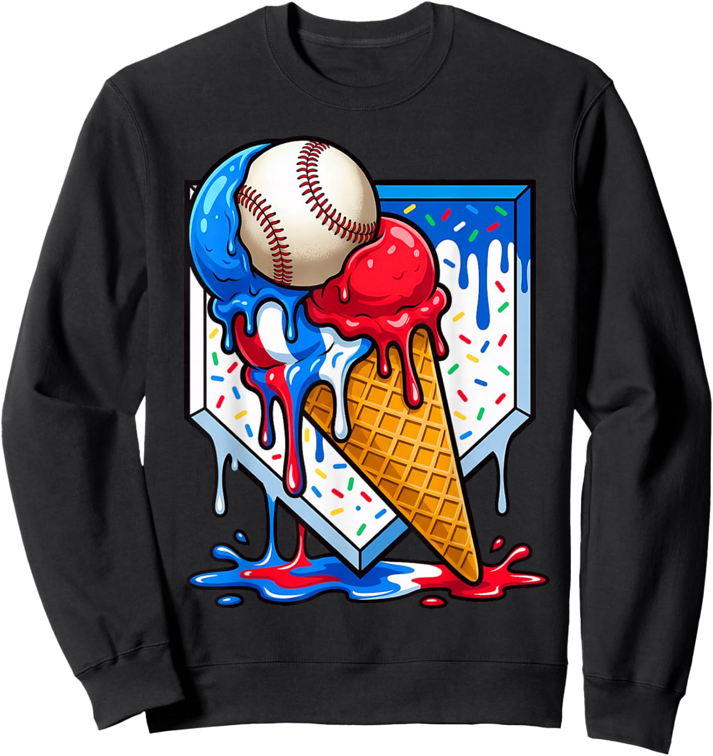 Funny Drip Baseball Sport Boys Kids Sweatshirt - Sweatshirt | Black