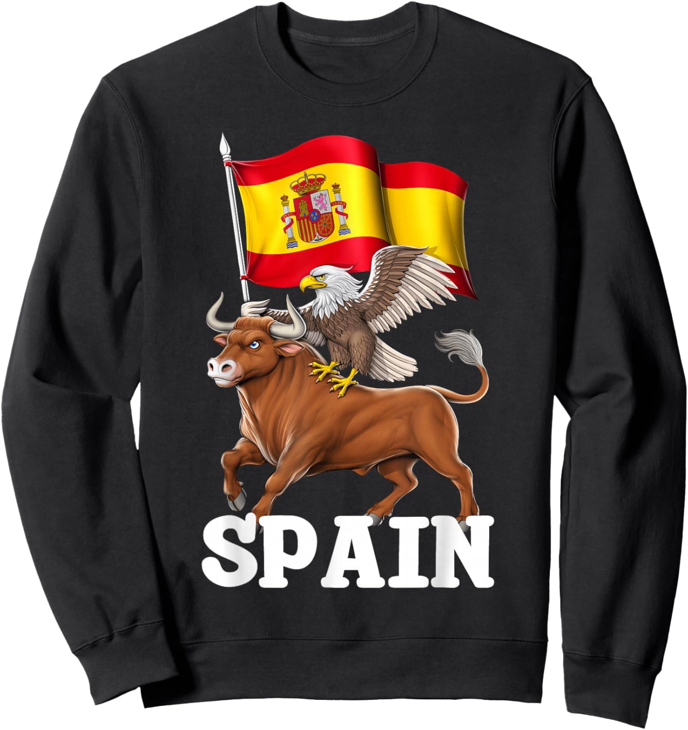 Spain Flag Spanish Bull Spanish Heritage Spanish Roots Sweatshirt - Sweatshirt | Black